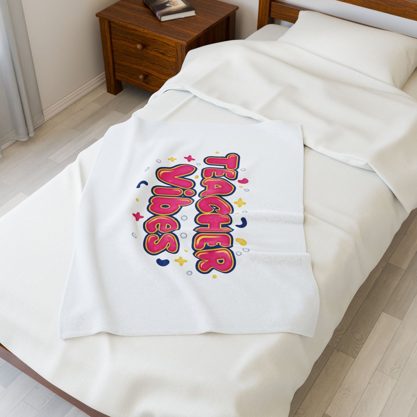 Teacher Vibes Velveteen Plush Blanket | dopamine decor, neon squiggle art