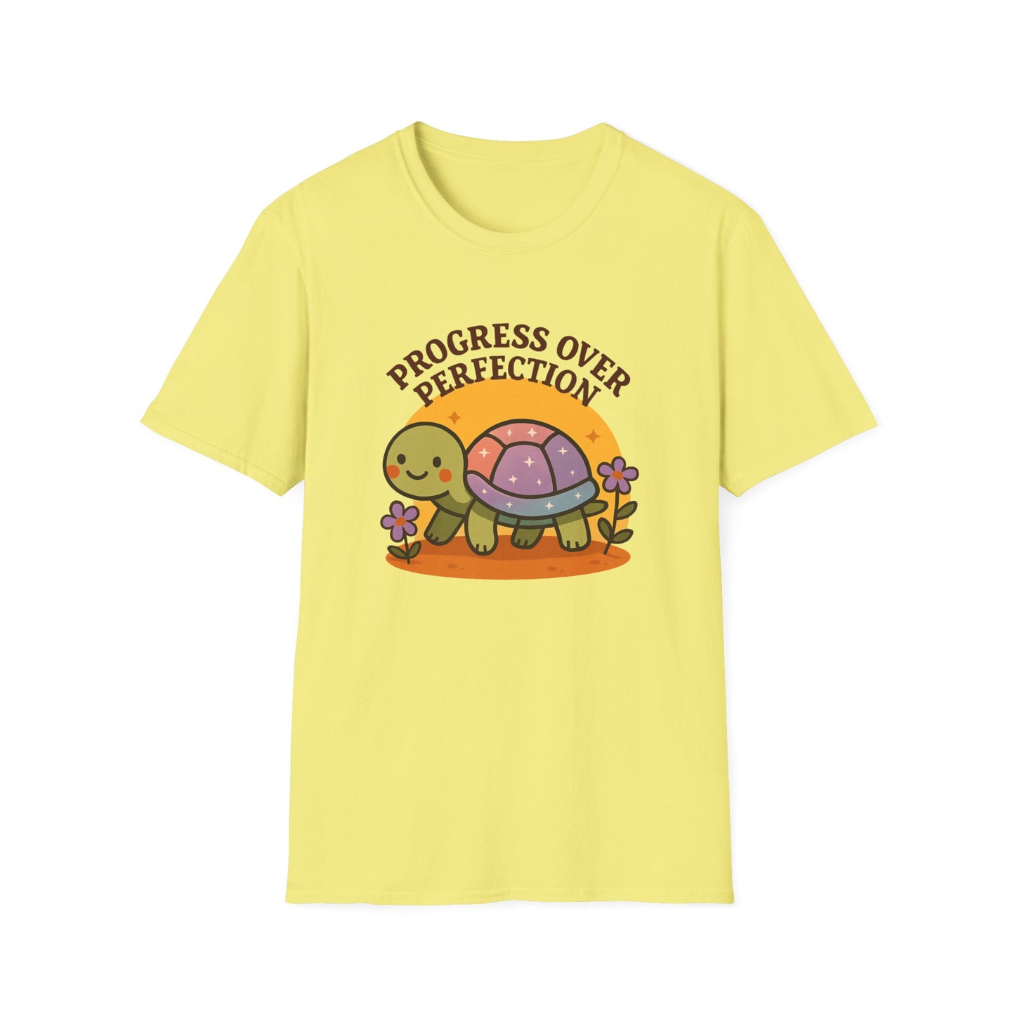 Progress Over Perfection Shirt – Cute Turtle Graphic Tee, Comfort Colors Inspired, Growth Mindset T-Shirt for Teachers, Students & Everyday Wear