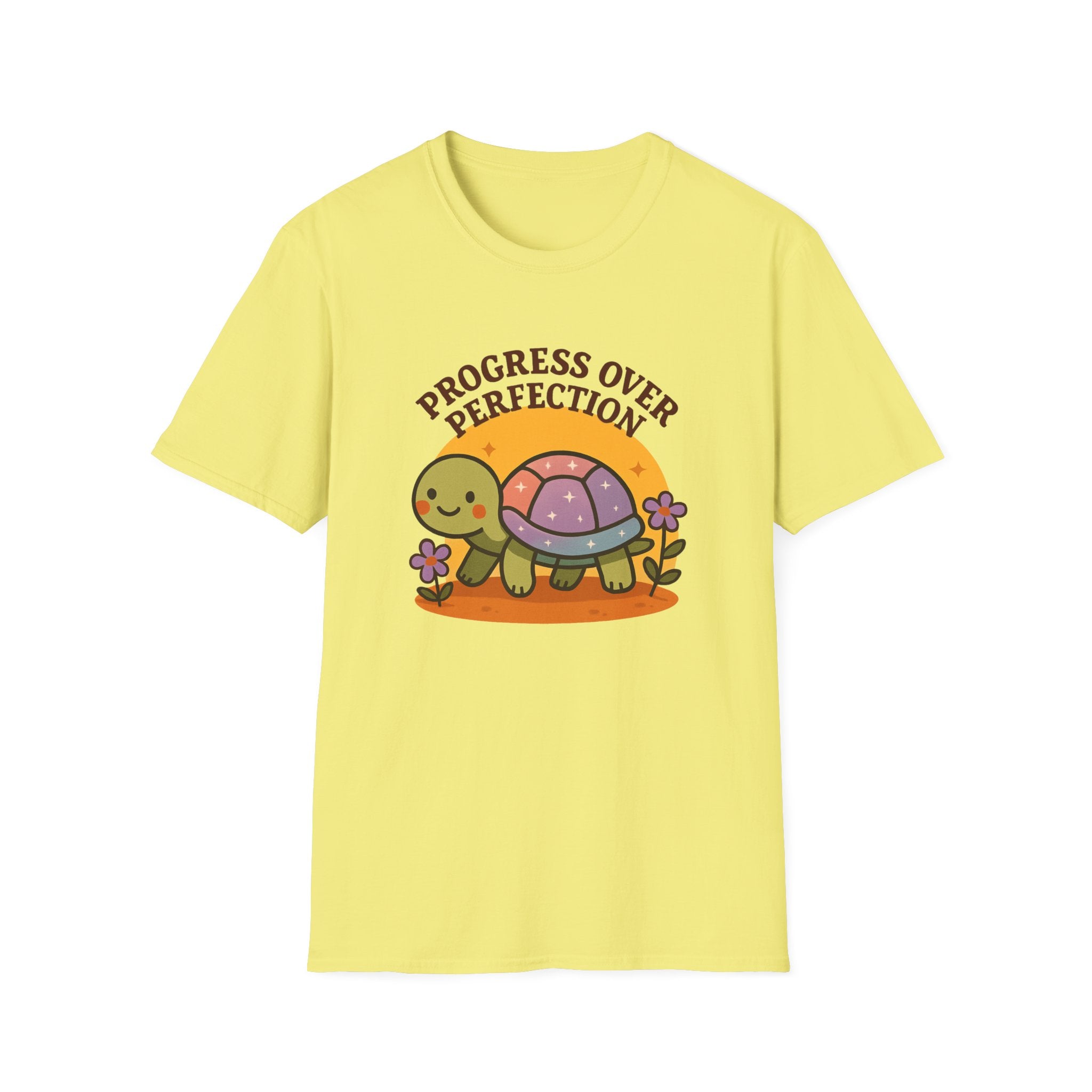 Progress Over Perfection Shirt – Cute Turtle Graphic Tee, Comfort Colors Inspired, Growth Mindset T-Shirt for Teachers, Students & Everyday Wear