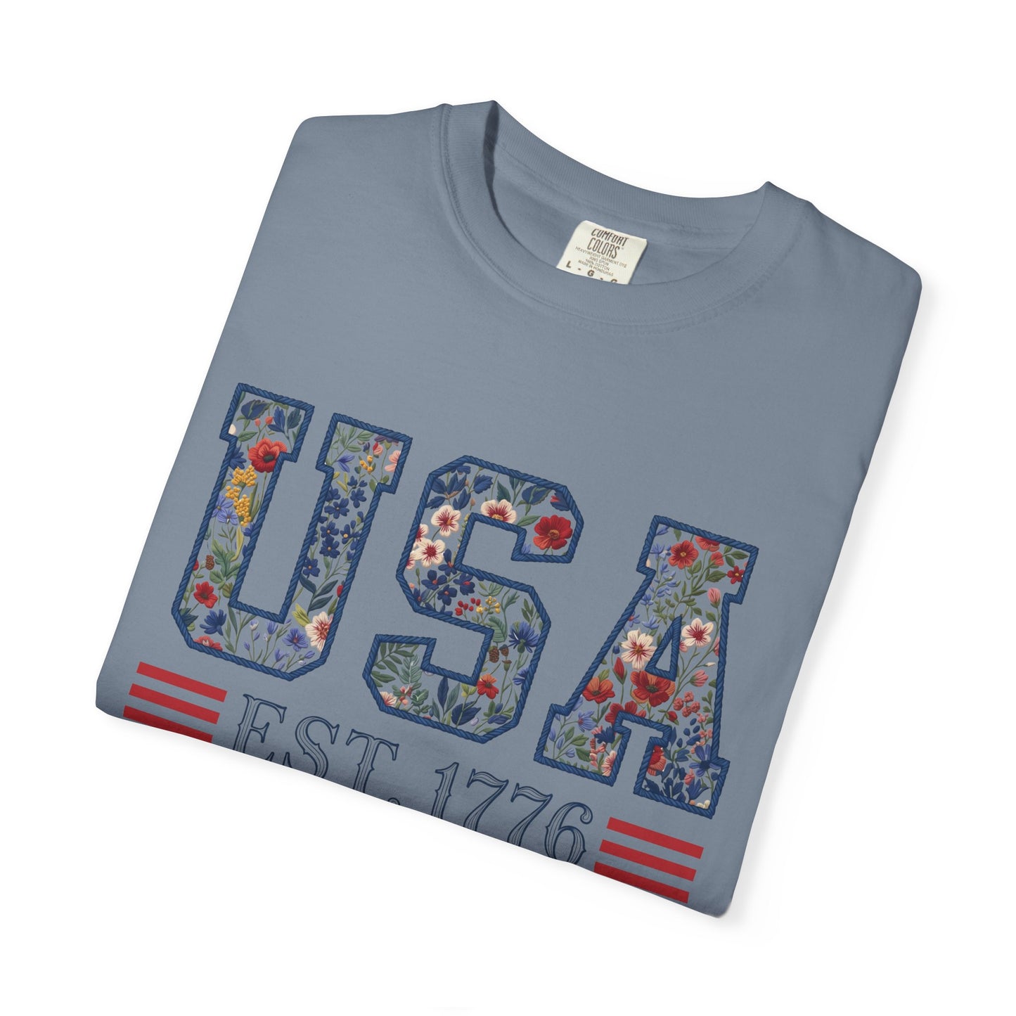 Floral USA Comfort Colors Teacher Shirt: Patriotic History Teacher Tee