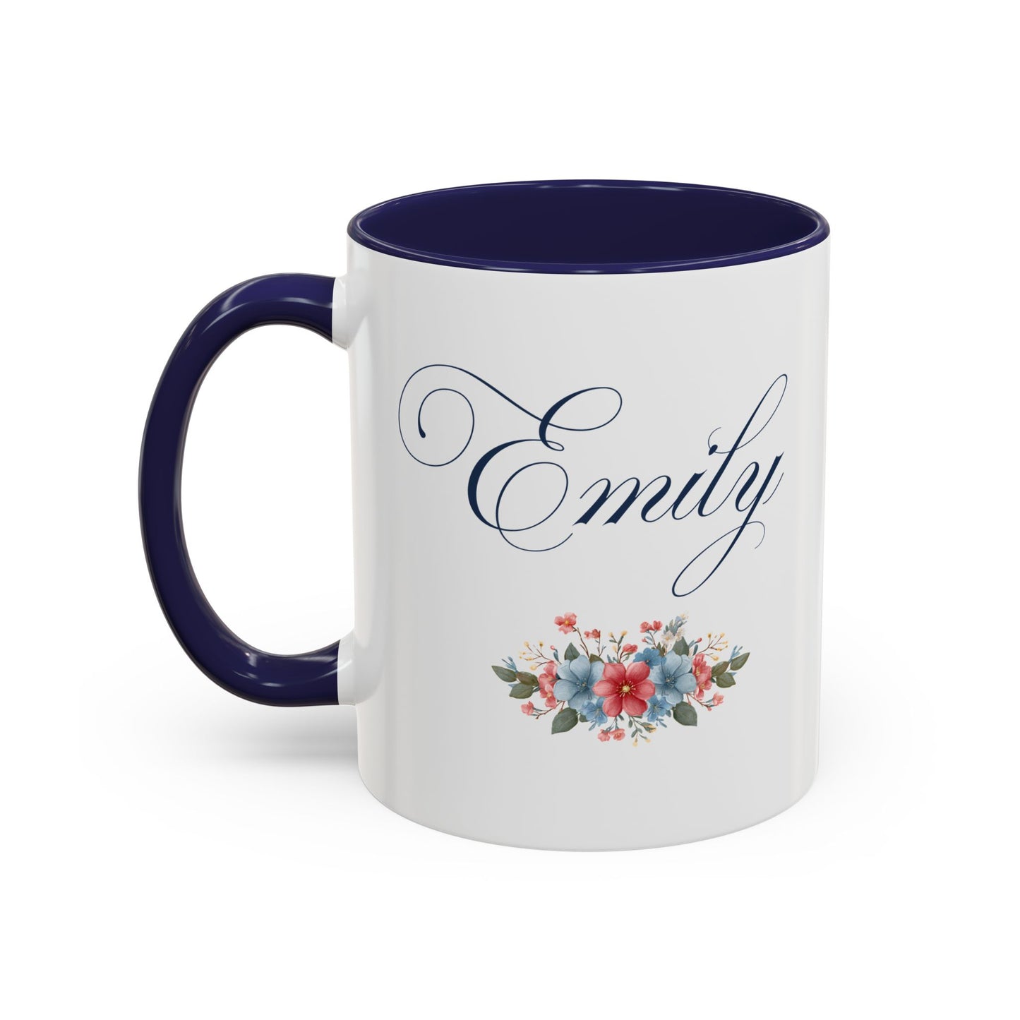 Personalized Patriotic Mug, Custom Name Ceramic Coffee Cup, USA Floral Accent Mug, Fourth of July Hostess Gift, 11oz 15oz