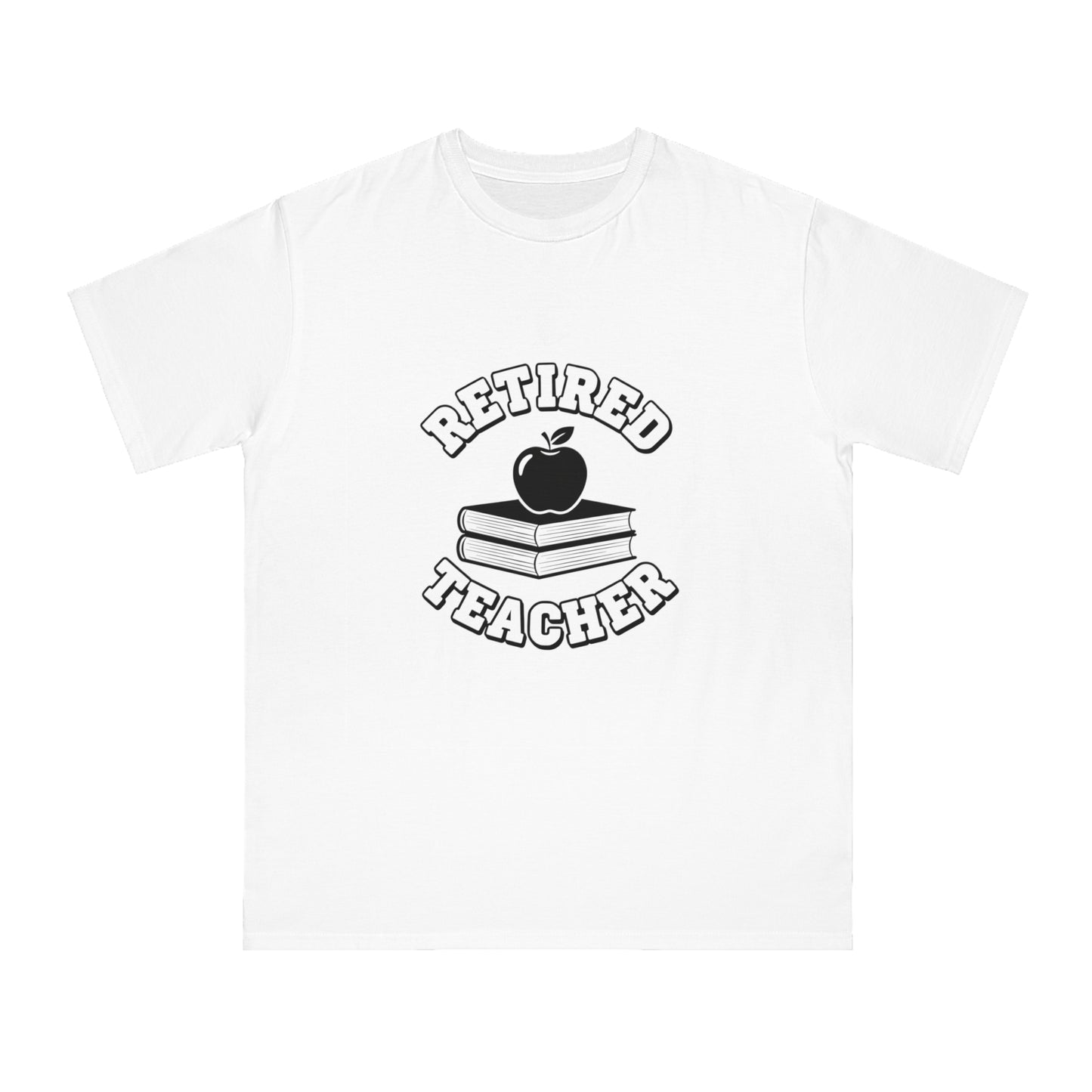 Organic "Retired Teacher" T-Shirt — Vintage Apple & Books Retirement Gift Tee