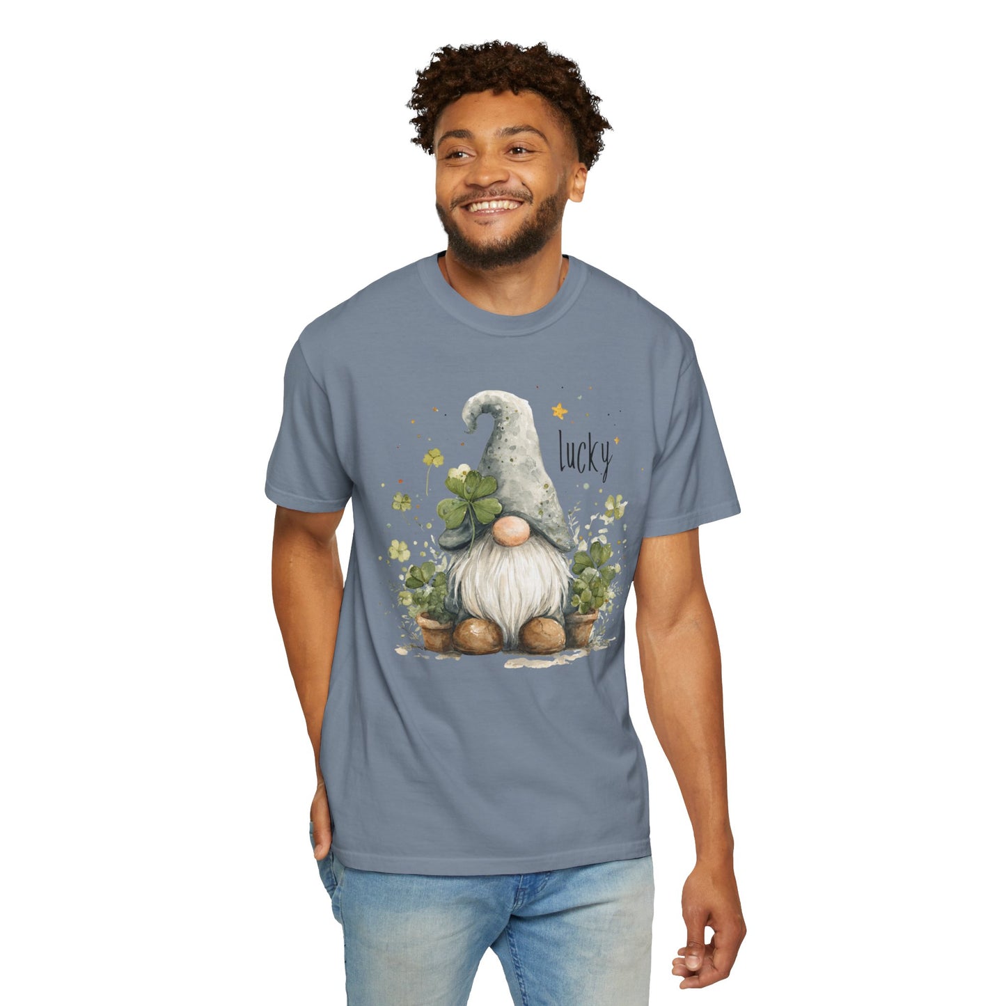 St. Patrick's Gnome T-Shirt — "Lucky" Shamrock Garden Tee