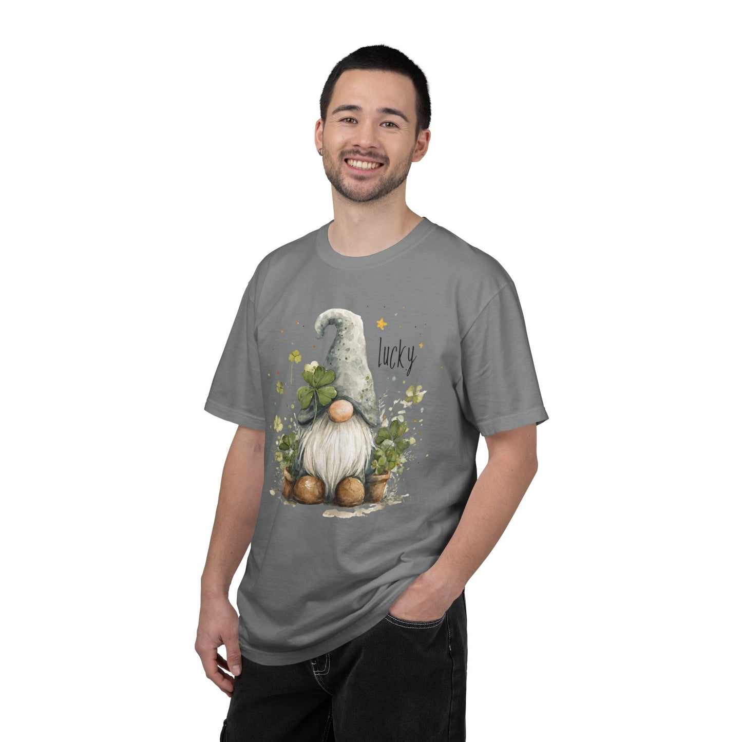 St. Patrick's Gnome T-Shirt — "Lucky" Shamrock Garden Tee