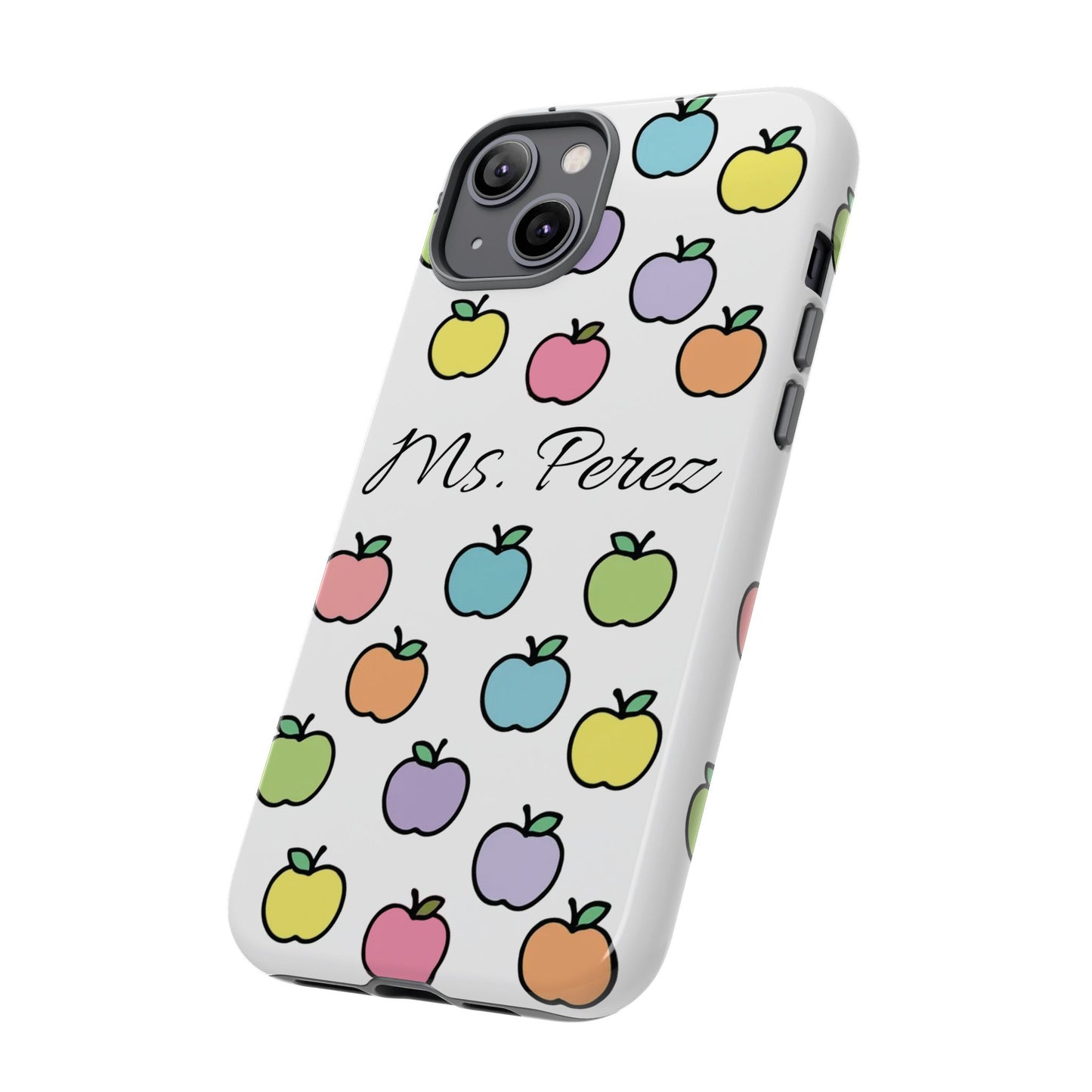 Personalized Teacher Apple Phone Case | Custom Name Teacher iPhone Case | Cute Apple Pattern Phone Case | Teacher Gift