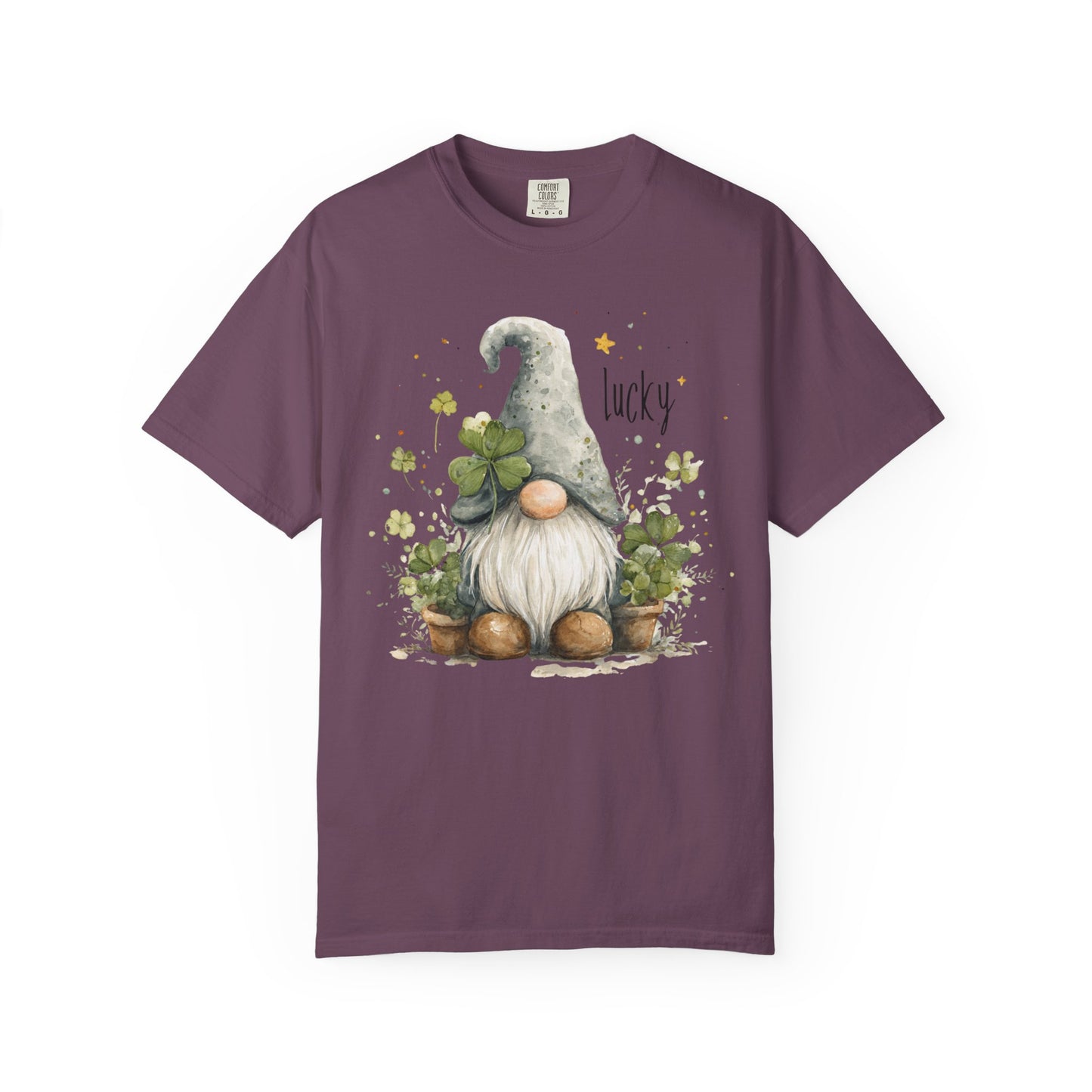 St. Patrick's Gnome T-Shirt — "Lucky" Shamrock Garden Tee