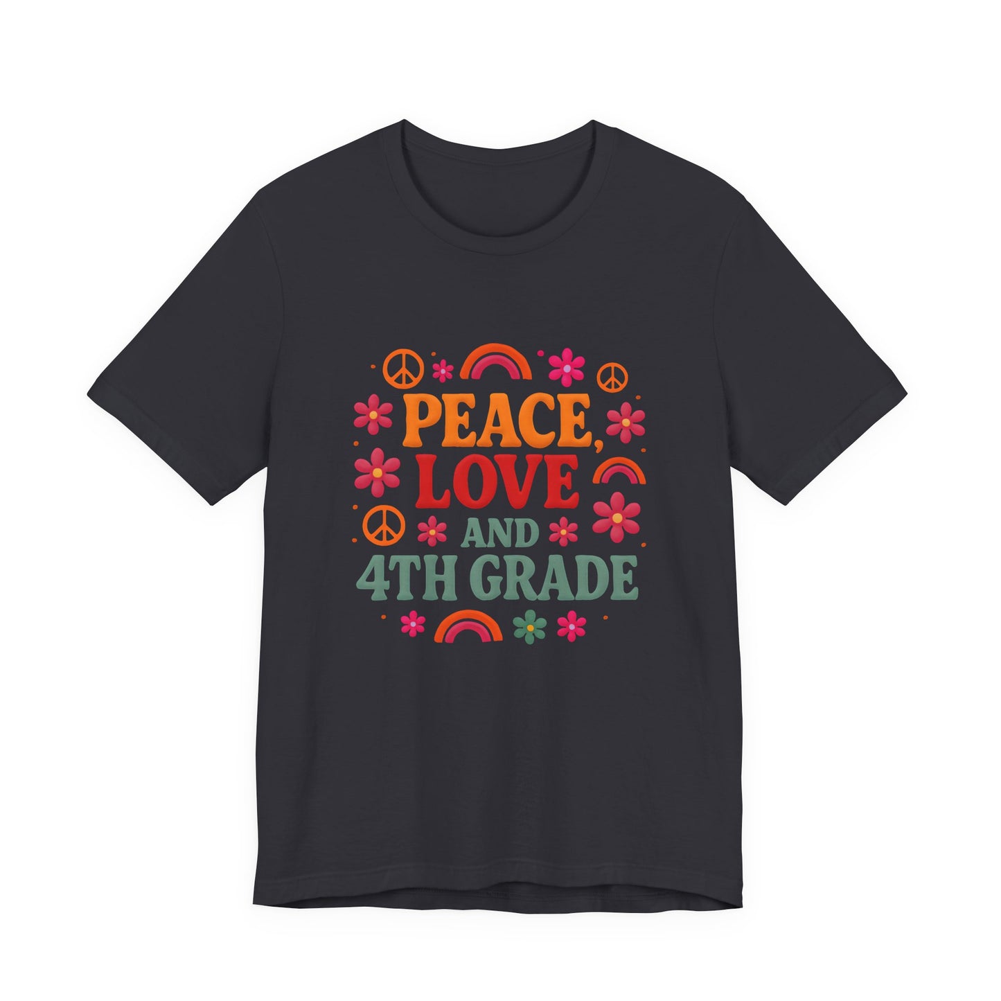Peace, Love and 4th Grade T-Shirt — Retro Teacher Appreciation Tee