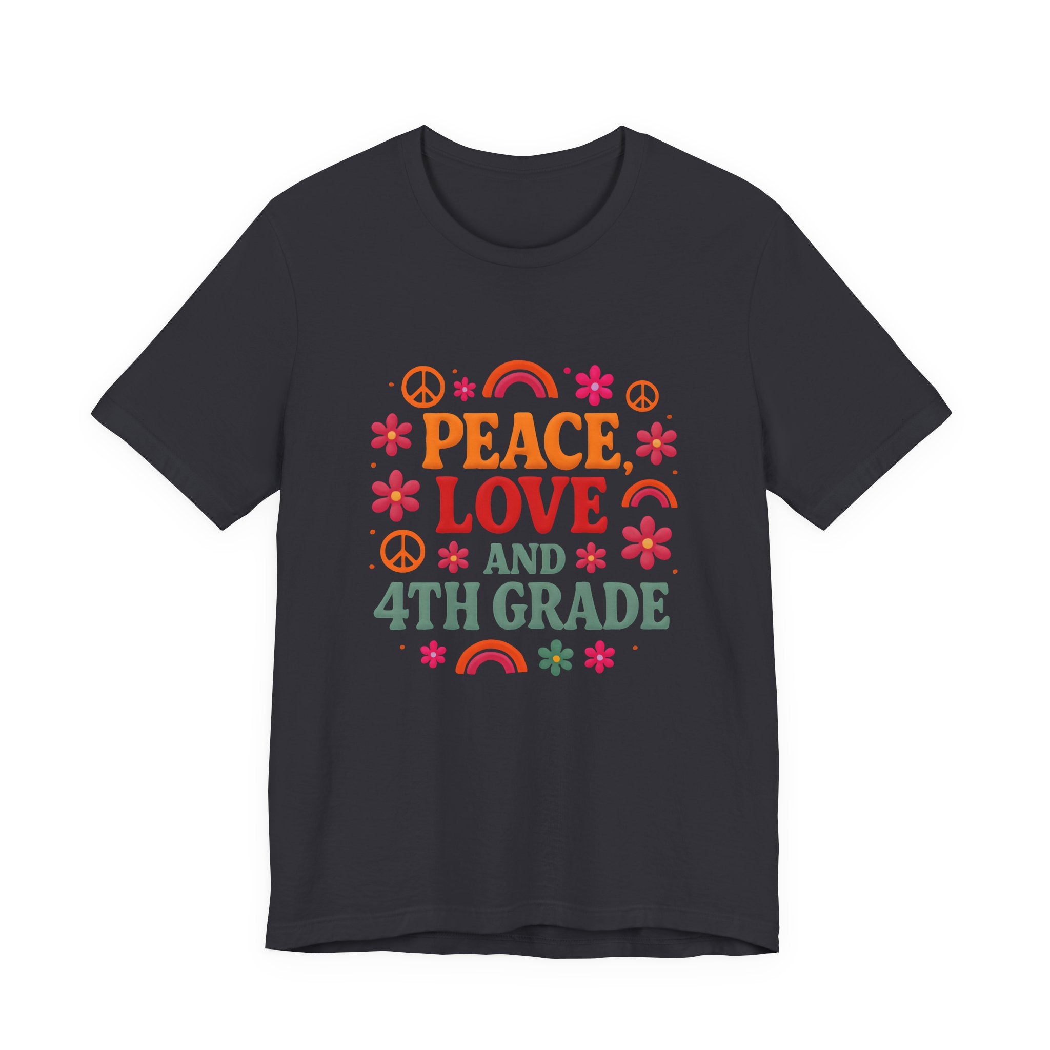 Peace, Love and 4th Grade T-Shirt — Retro Teacher Appreciation Tee