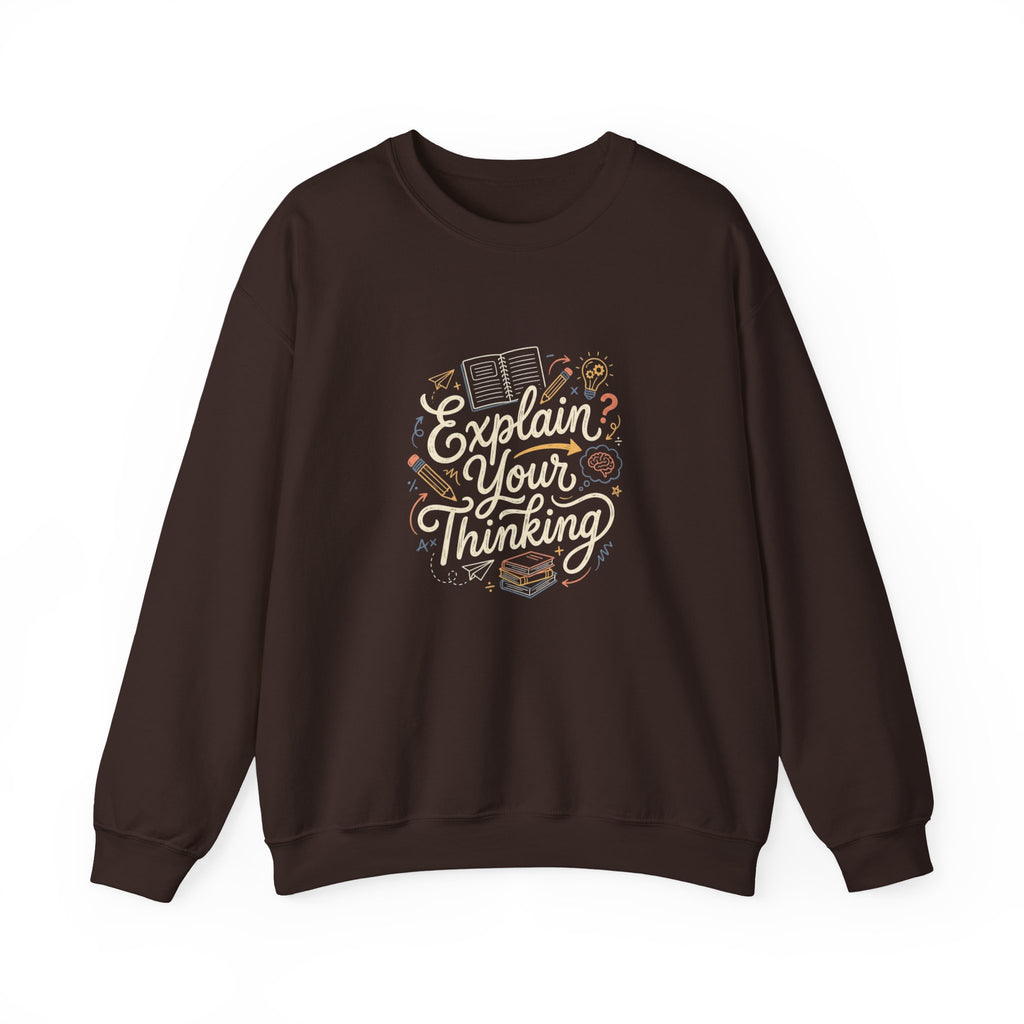 Explain Your Thinking Sweatshirt — Teacher & Tutor Coffee Cozy Crewneck
