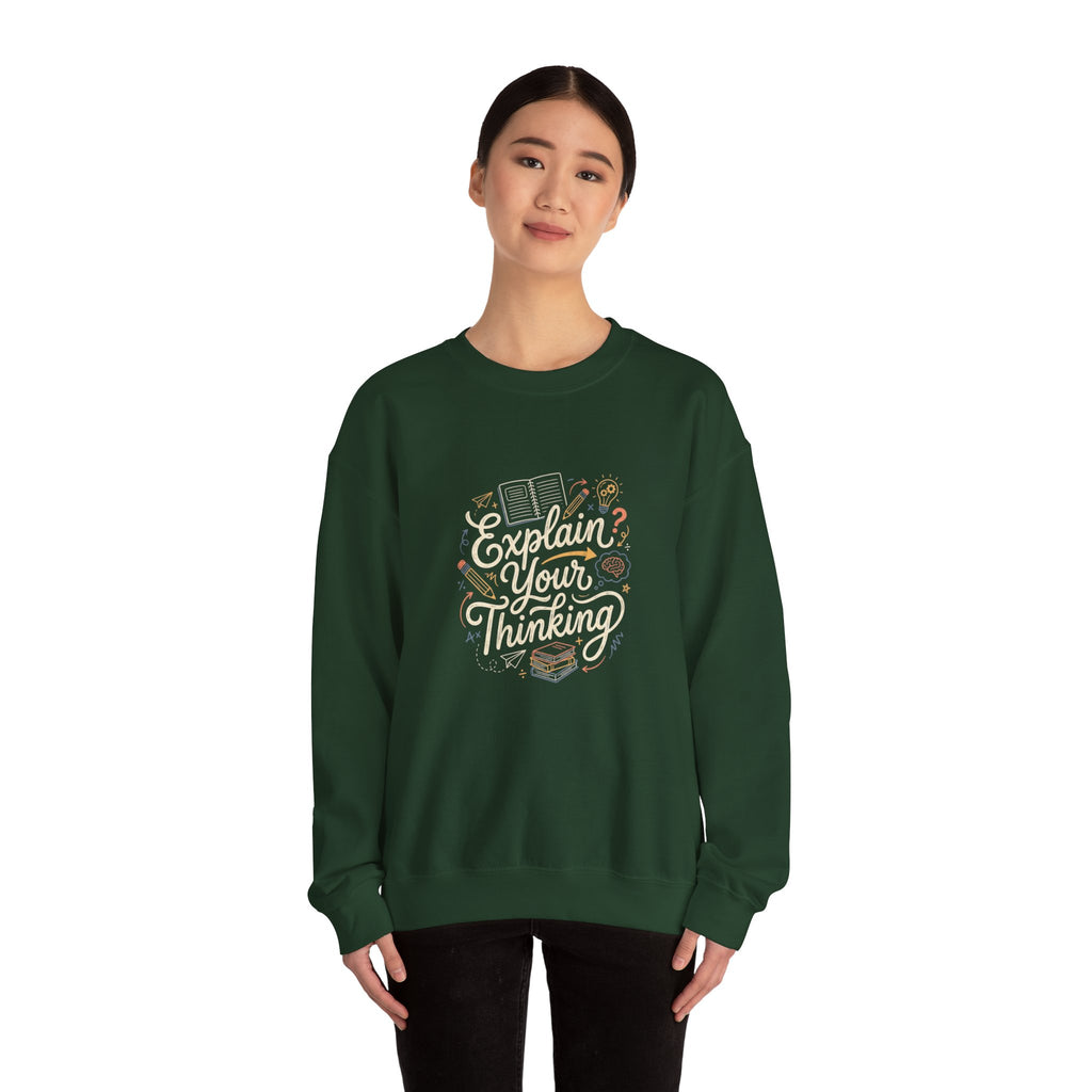 Explain Your Thinking Sweatshirt — Teacher & Tutor Coffee Cozy Crewneck