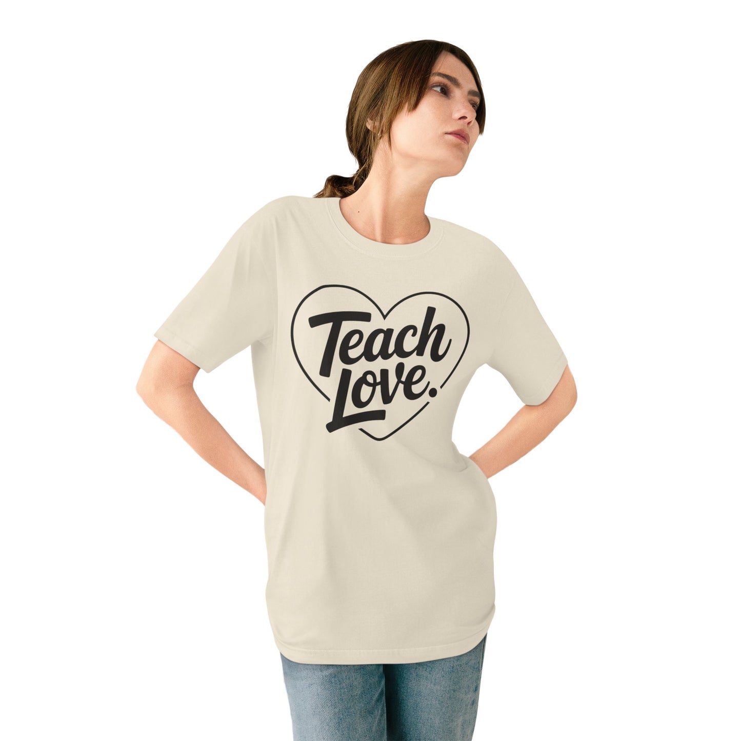 100% Organic Teach Love Heart T-Shirt — Teacher Appreciation Tee