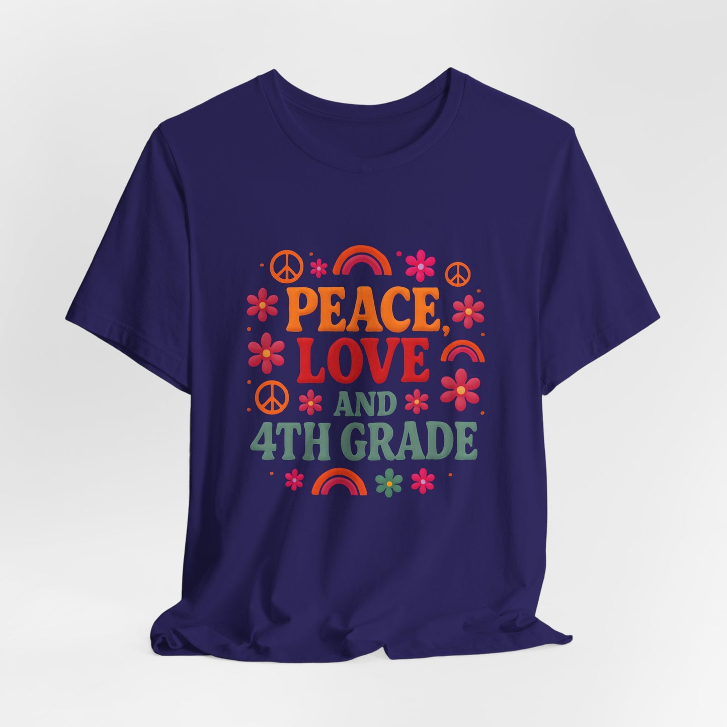 Peace, Love and 4th Grade T-Shirt — Retro Teacher Appreciation Tee