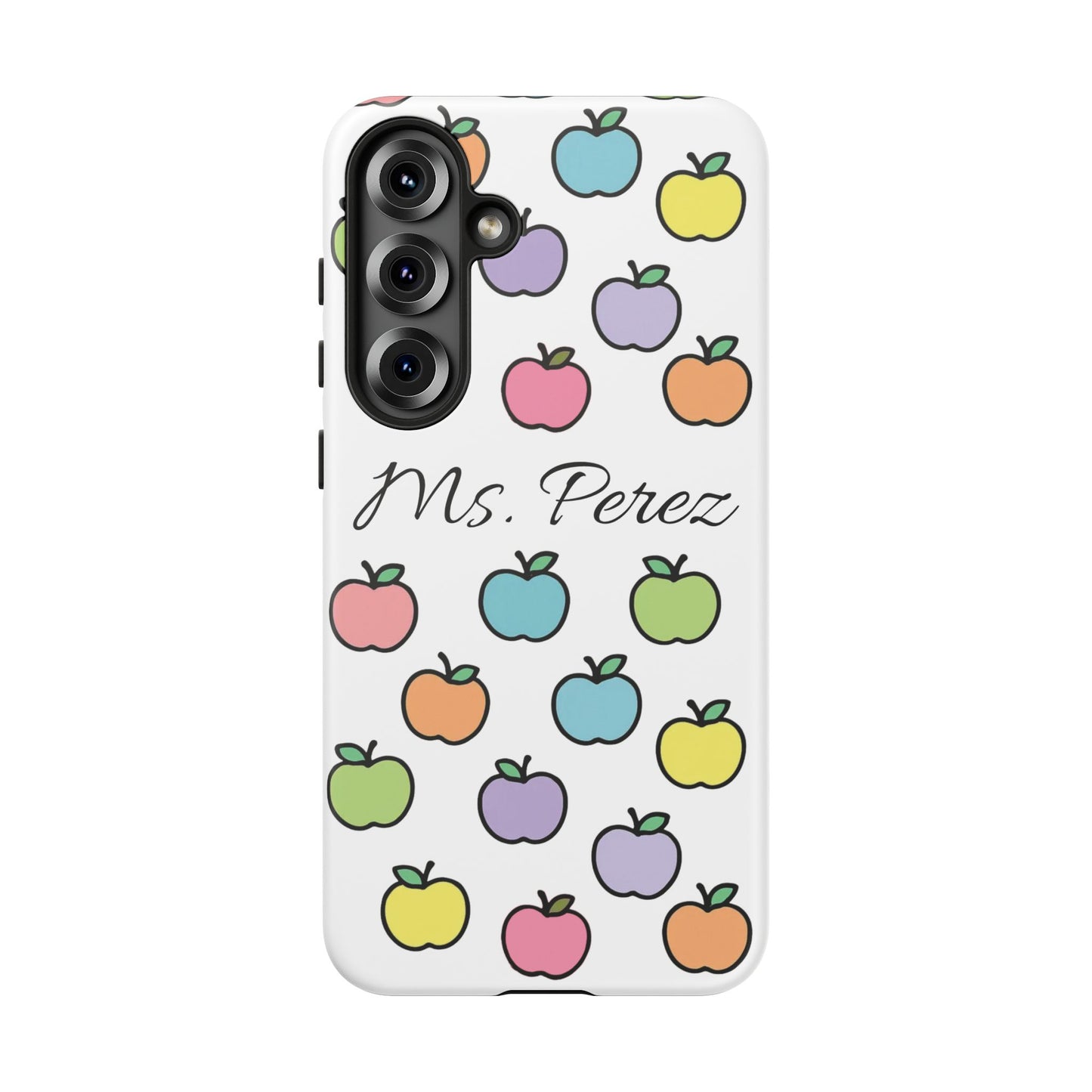 Personalized Teacher Apple Phone Case | Custom Name Teacher iPhone Case | Cute Apple Pattern Phone Case | Teacher Gift