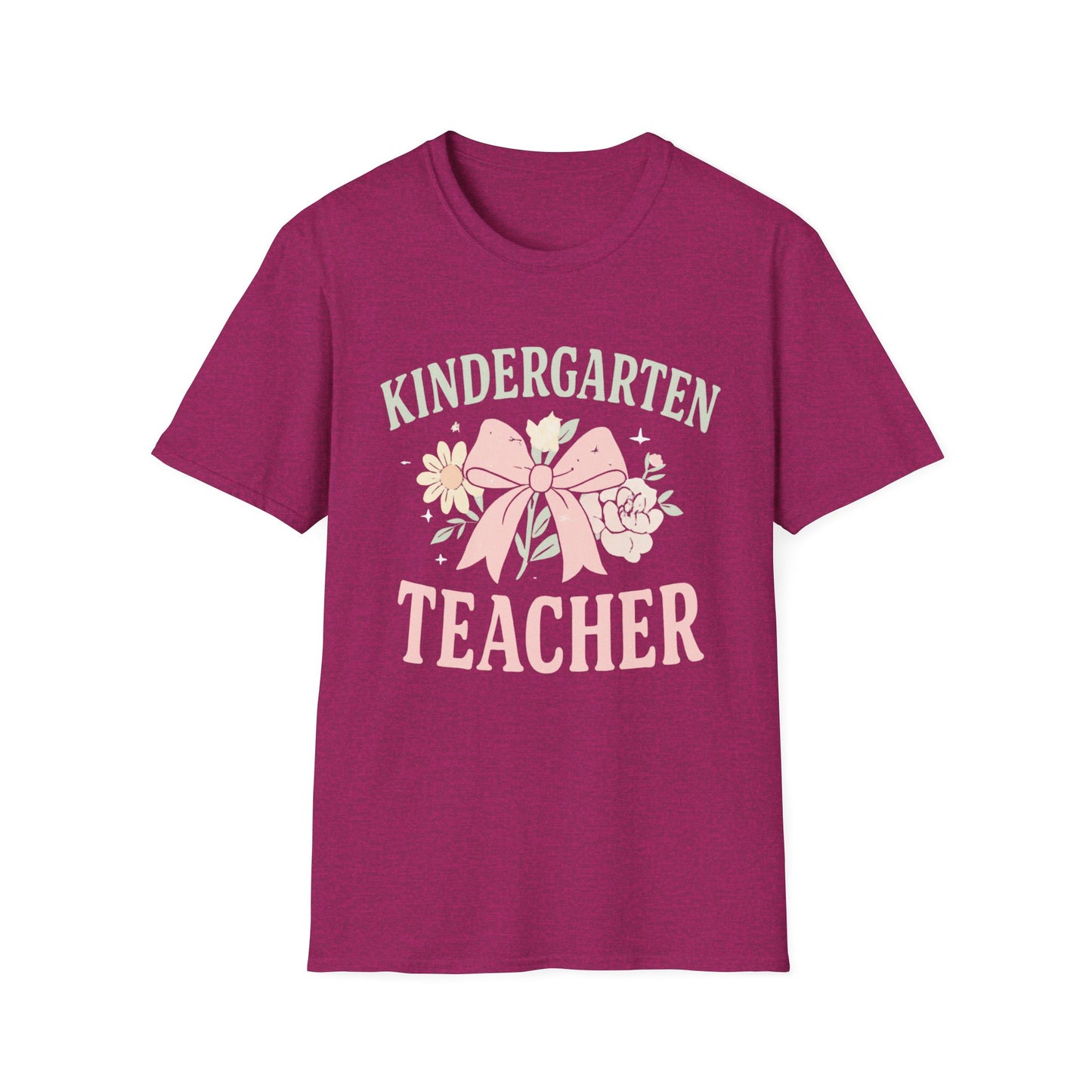 Kindergarten Teacher T-Shirt — Floral Bow Design, Cute Teacher Gift for Women