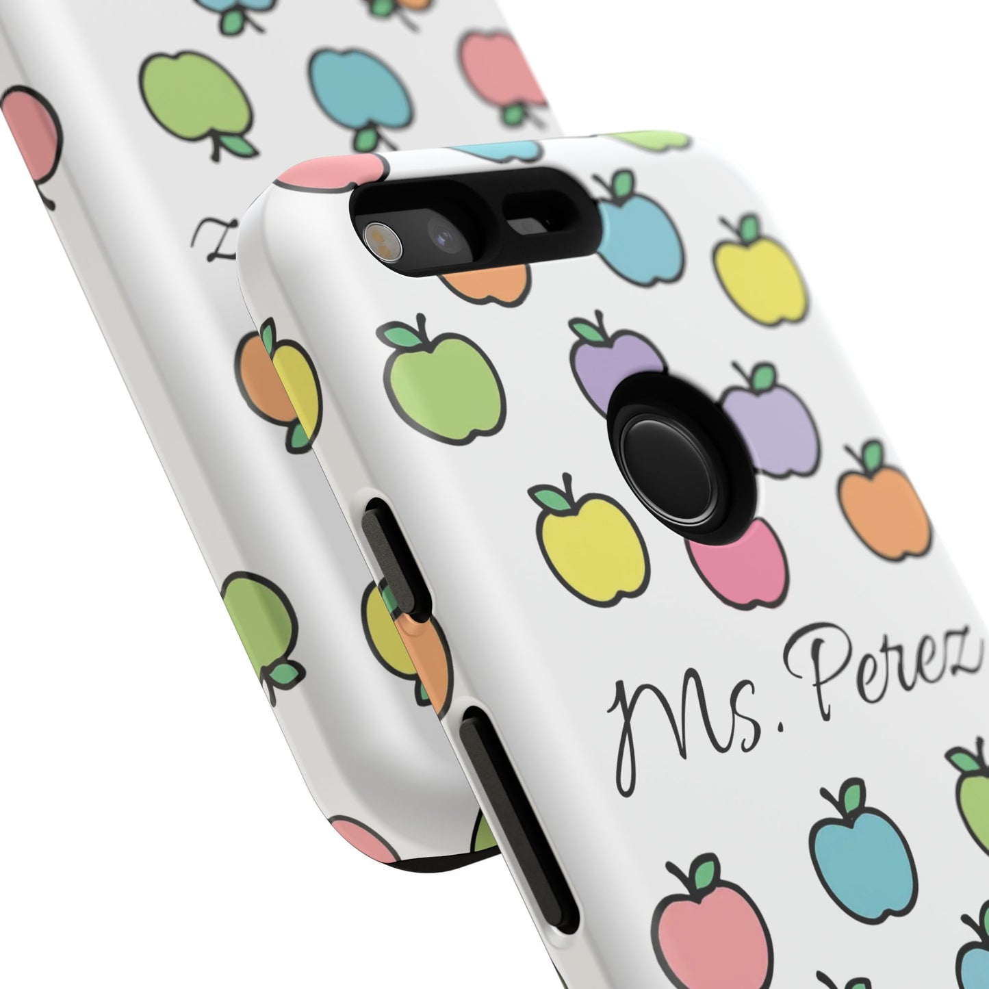 Personalized Teacher Apple Phone Case | Custom Name Teacher iPhone Case | Cute Apple Pattern Phone Case | Teacher Gift
