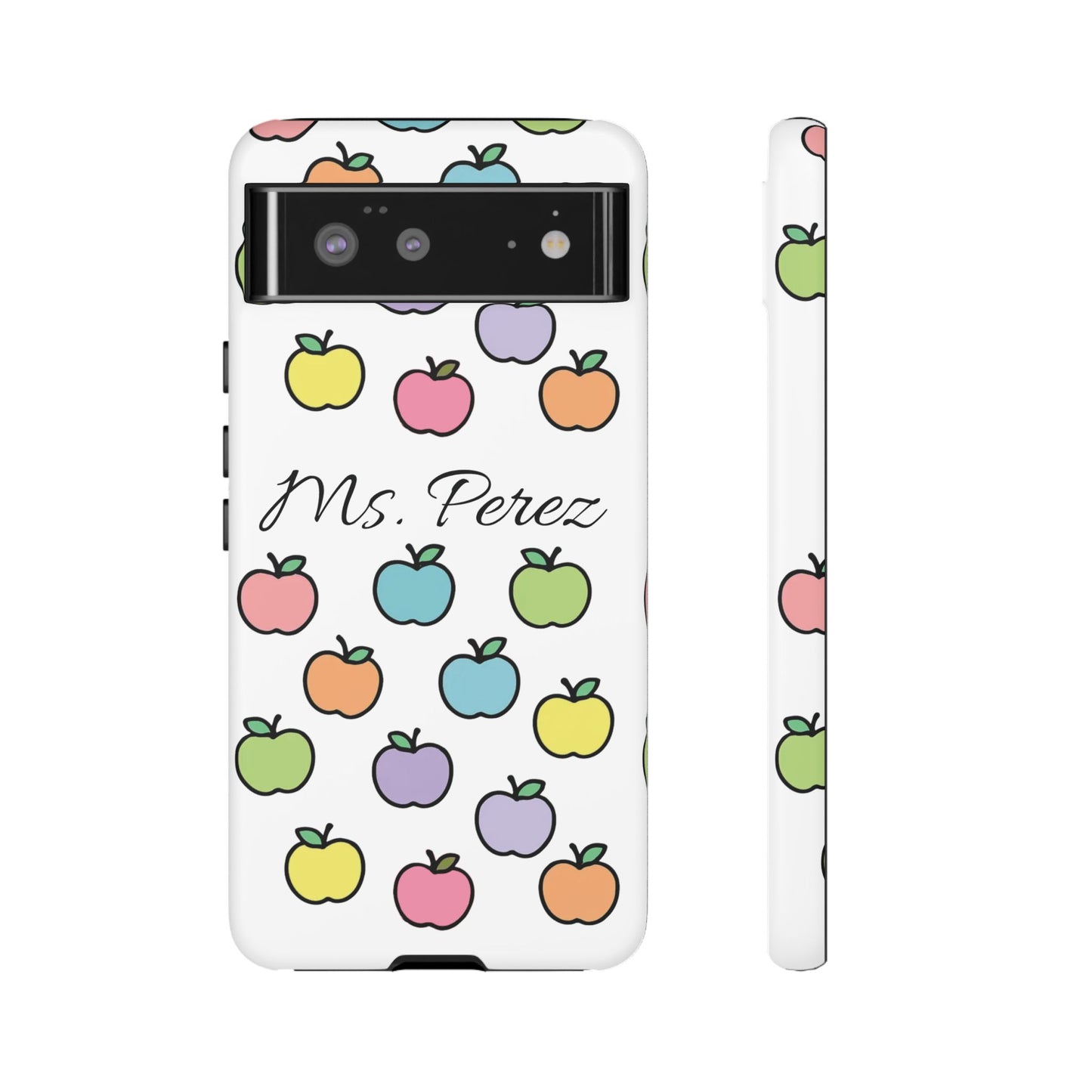 Personalized Teacher Apple Phone Case | Custom Name Teacher iPhone Case | Cute Apple Pattern Phone Case | Teacher Gift