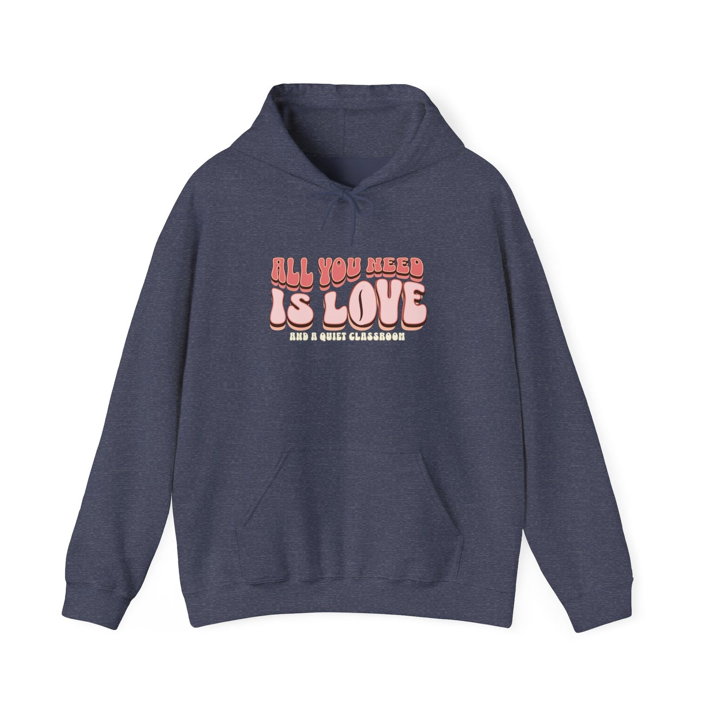 All You Need Is Love Hoodie — Retro Pink Typography Valentine's Sweatshirt