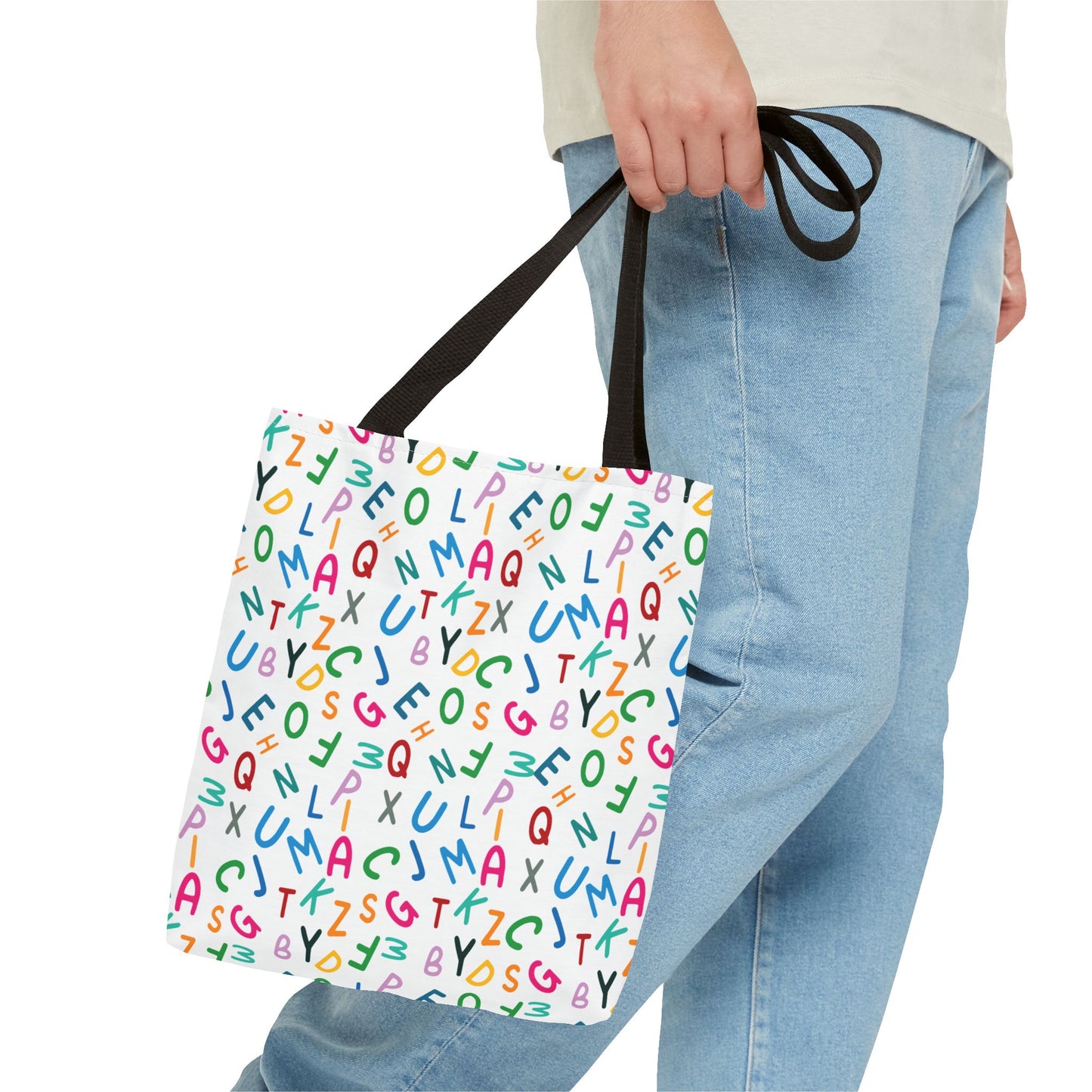 Colorful Alphabet Pattern Tote Bag