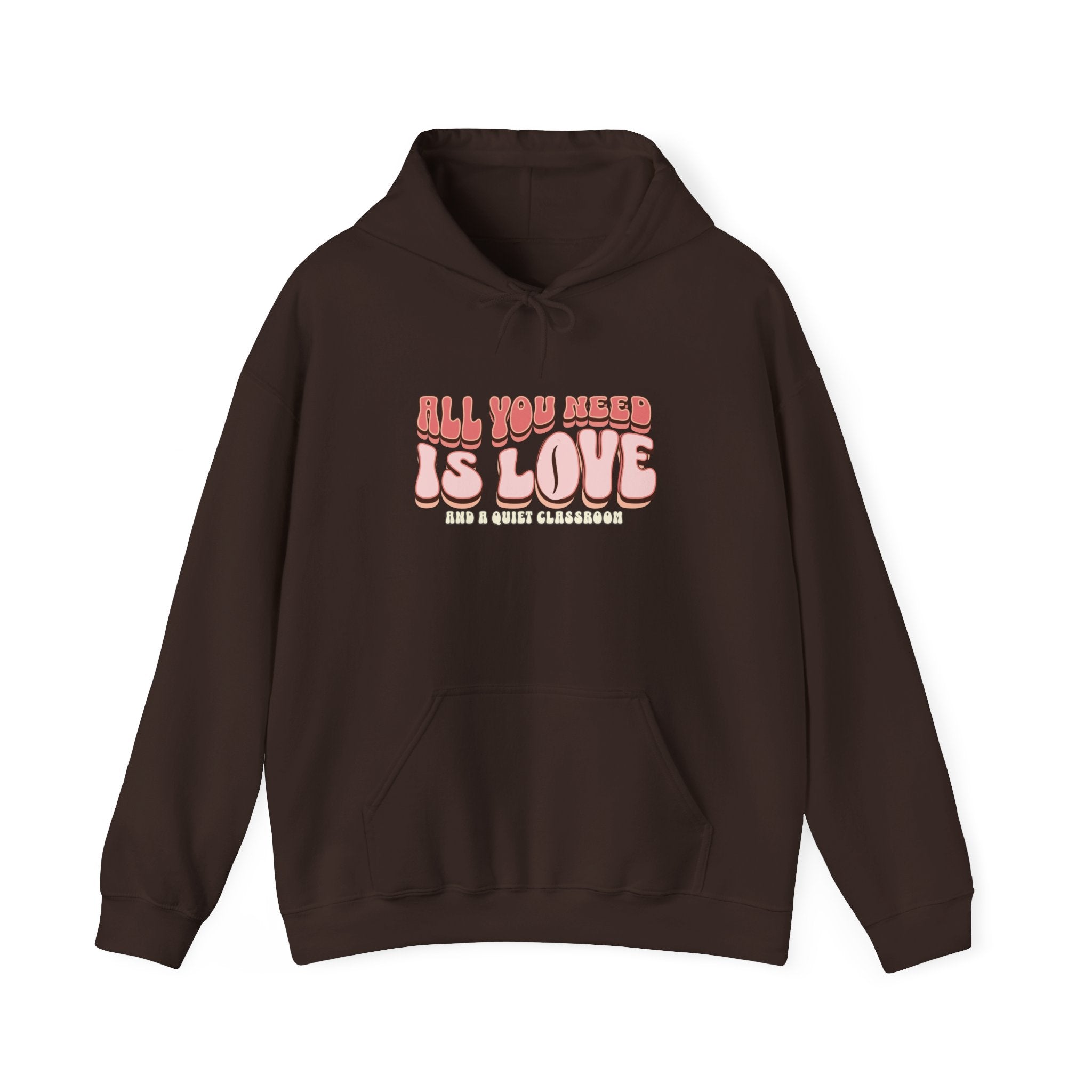 All You Need Is Love Hoodie — Retro Pink Typography Valentine's Sweatshirt