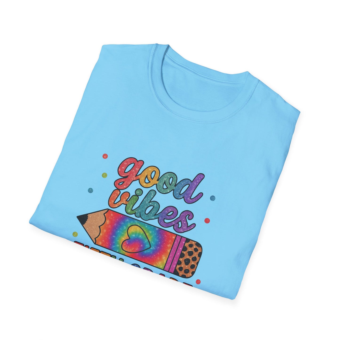 Good Vibes Fifth Grade T-Shirt — Colorful Pencil Teacher/Student Tee