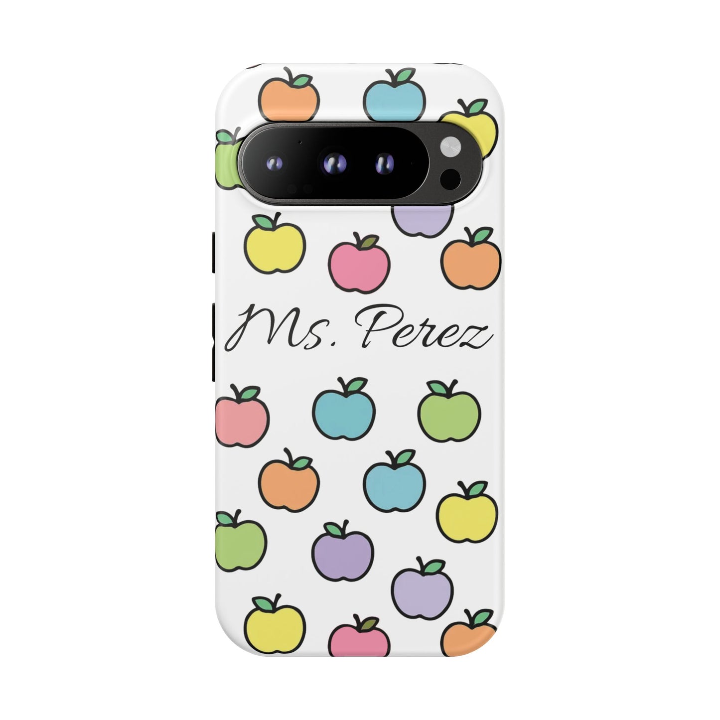 Personalized Teacher Apple Phone Case | Custom Name Teacher iPhone Case | Cute Apple Pattern Phone Case | Teacher Gift