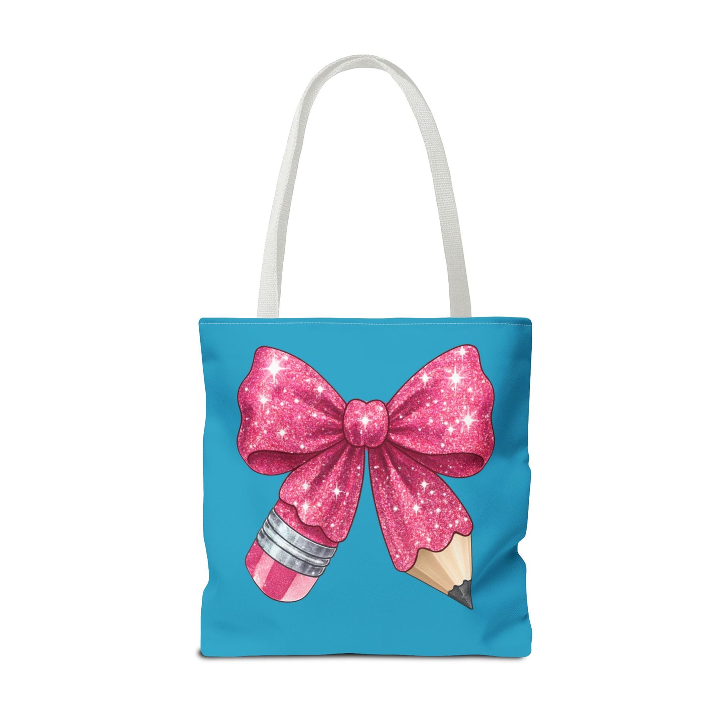 Pink Glitter Pencil & Eraser Tote Bag — Cute Teacher Gift