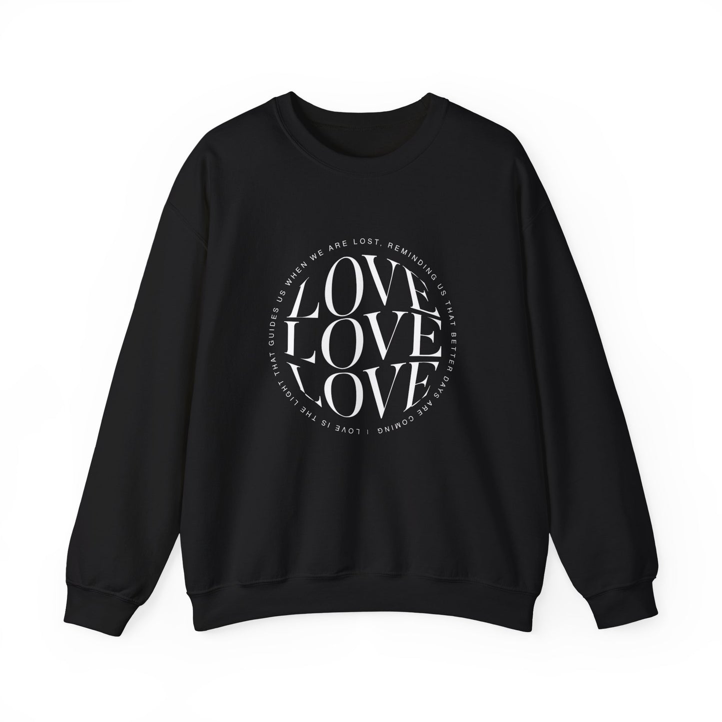 Love Circle Crewneck Sweatshirt — 'LOVE LOVE LOVE' Graphic Pullover