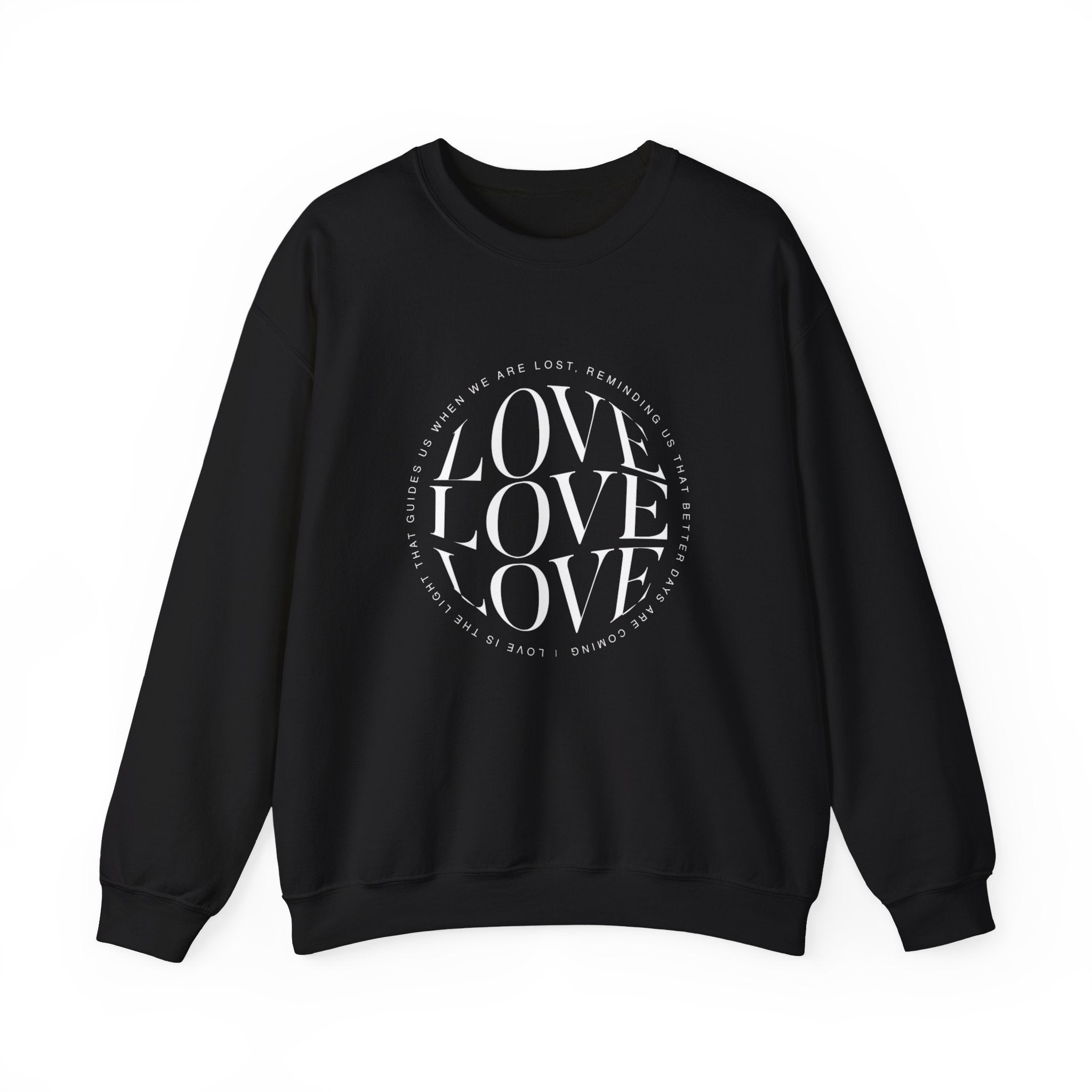 Love Circle Crewneck Sweatshirt — 'LOVE LOVE LOVE' Graphic Pullover