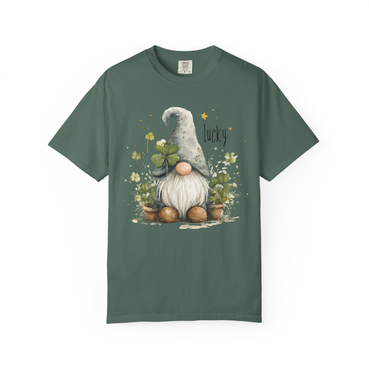 St. Patrick's Gnome T-Shirt — "Lucky" Shamrock Garden Tee
