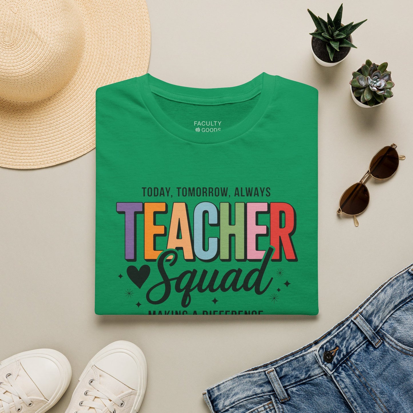 Teacher Squad Cotton T-Shirt: Colorful Matching Tee for Teacher Besties, S-4XL