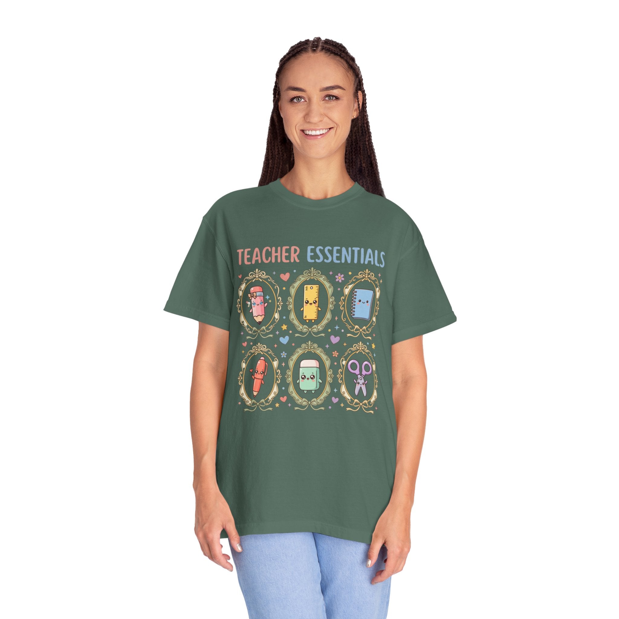 Teacher Essentials T-Shirt — Cute Classroom Supplies Graphic Tee