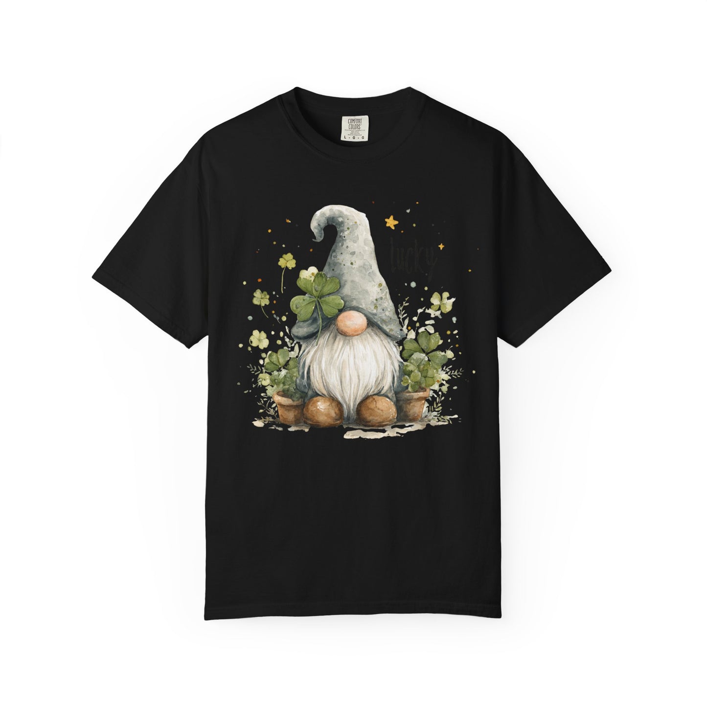 St. Patrick's Gnome T-Shirt — "Lucky" Shamrock Garden Tee