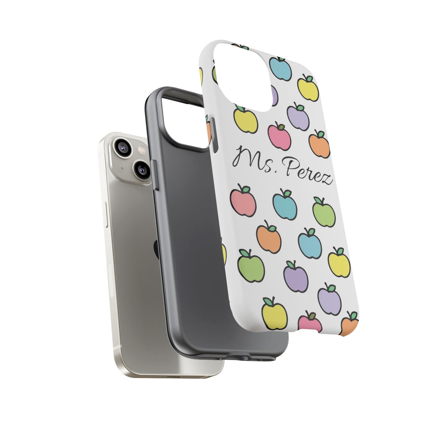 Personalized Teacher Apple Phone Case | Custom Name Teacher iPhone Case | Cute Apple Pattern Phone Case | Teacher Gift