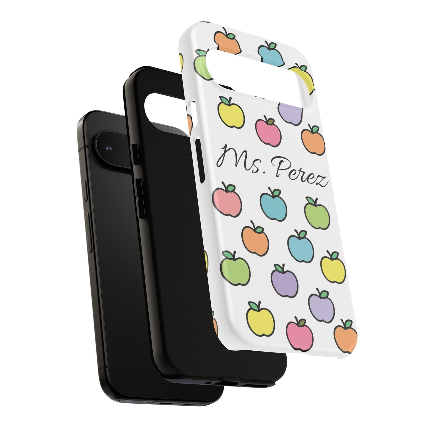 Personalized Teacher Apple Phone Case | Custom Name Teacher iPhone Case | Cute Apple Pattern Phone Case | Teacher Gift