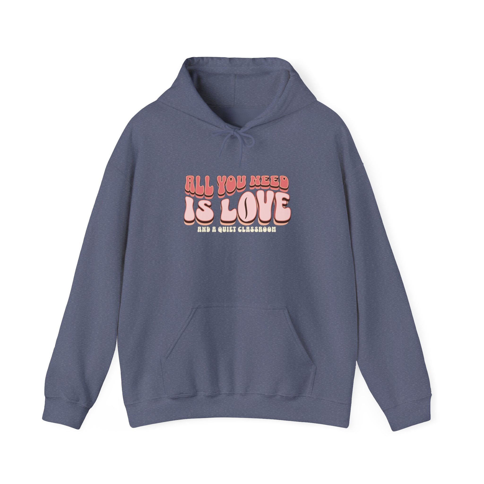 All You Need Is Love Hoodie — Retro Pink Typography Valentine's Sweatshirt