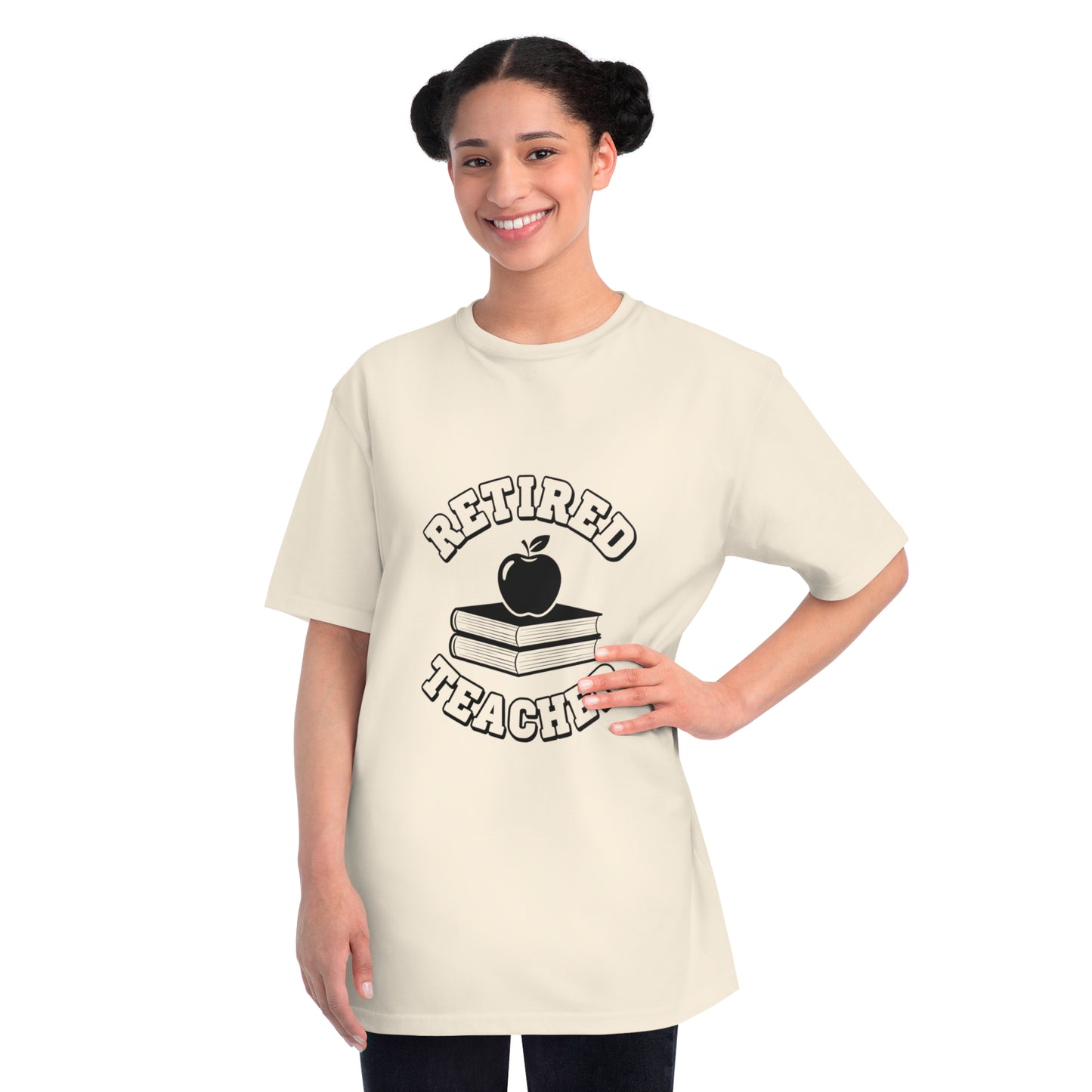 Organic "Retired Teacher" T-Shirt — Vintage Apple & Books Retirement Gift Tee