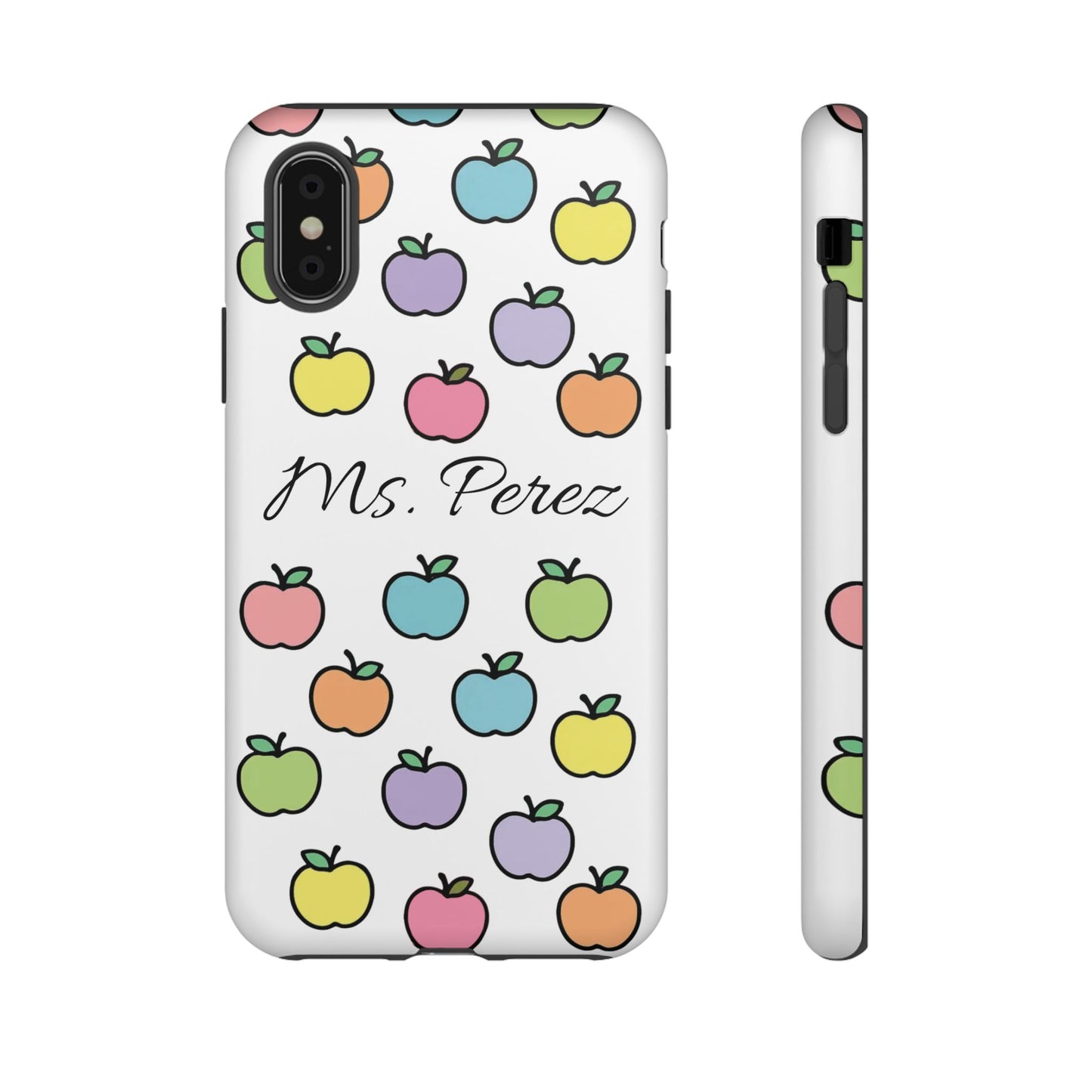 Personalized Teacher Apple Phone Case | Custom Name Teacher iPhone Case | Cute Apple Pattern Phone Case | Teacher Gift