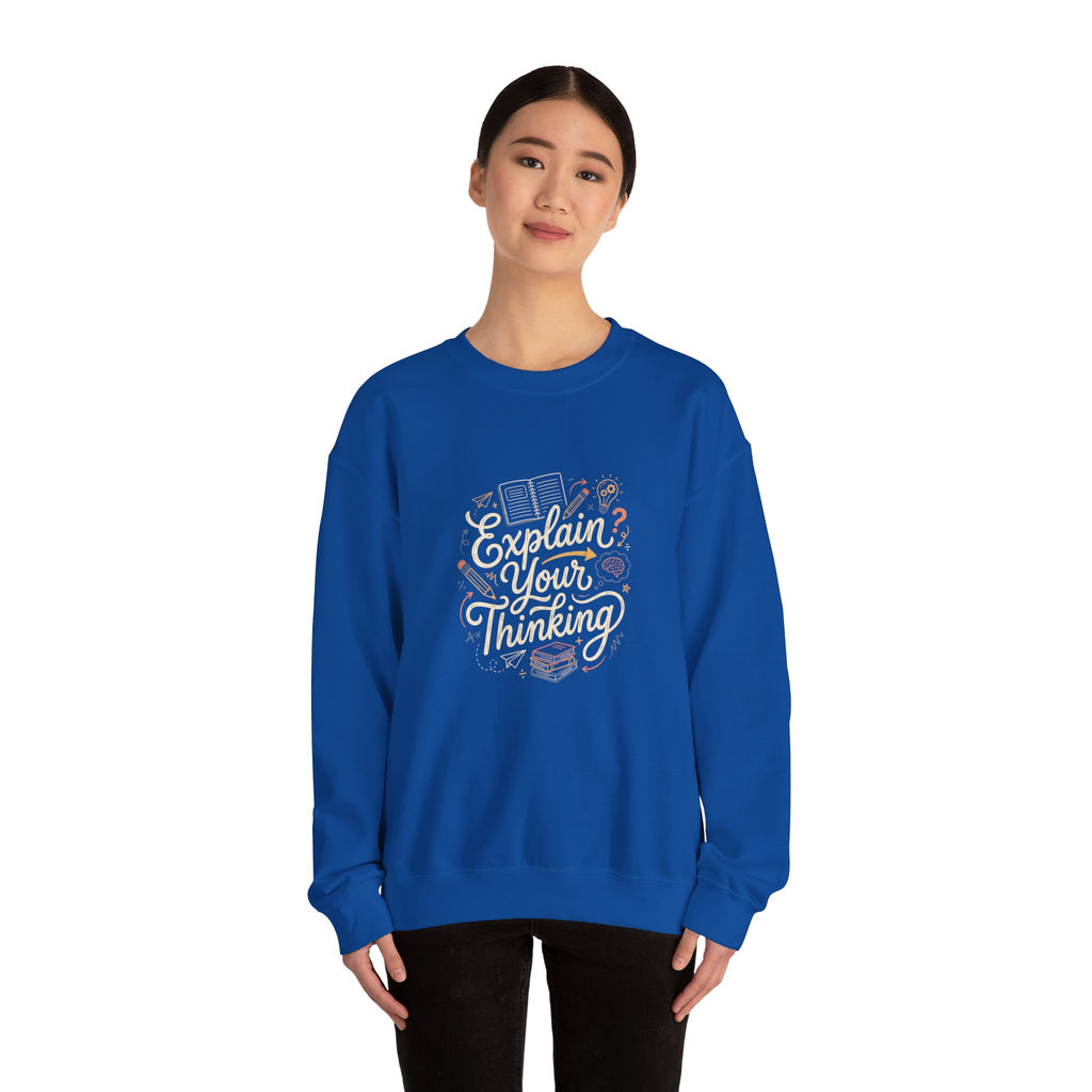 Explain Your Thinking Sweatshirt — Teacher & Tutor Coffee Cozy Crewneck