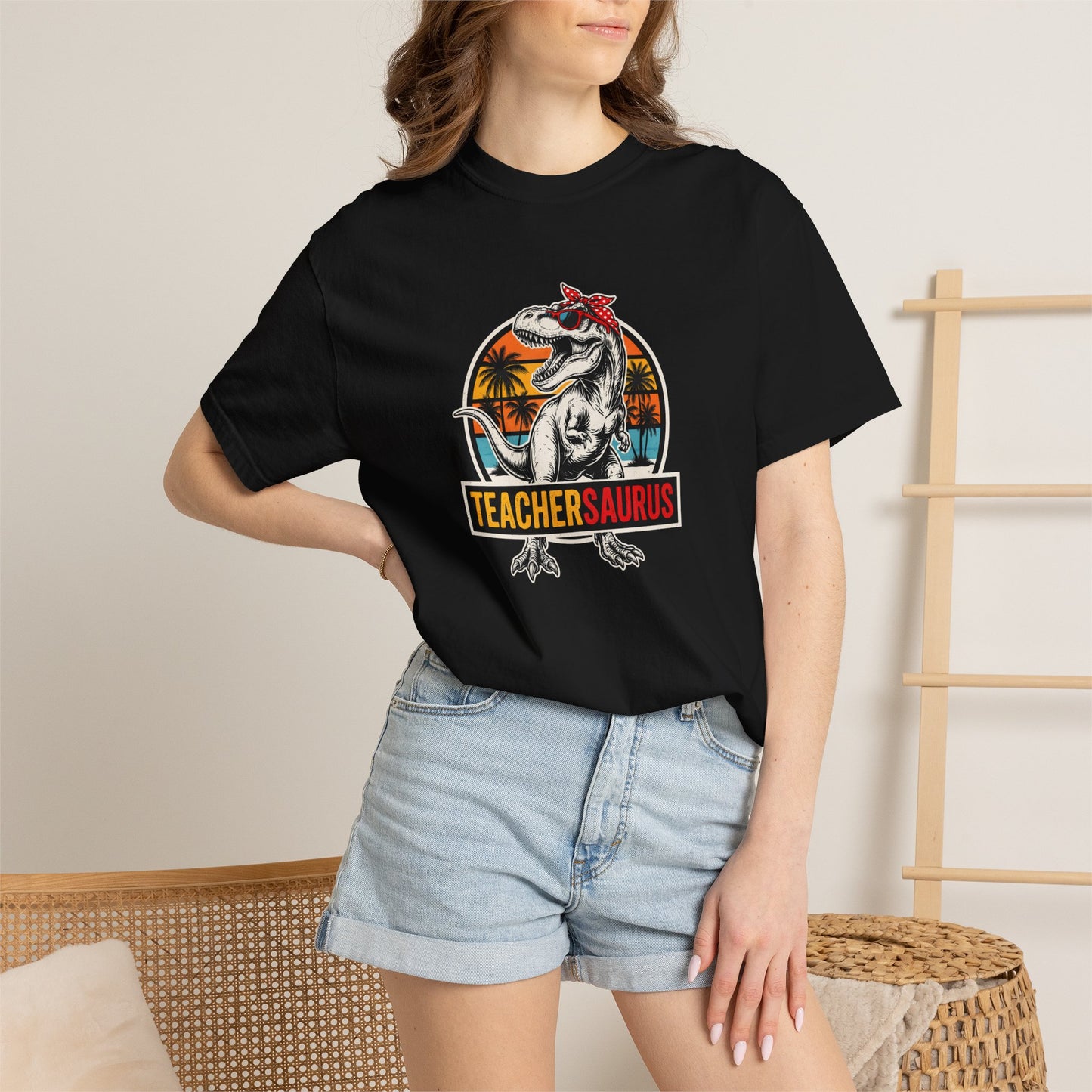 Funny Teachersaurus Comfort Colors Shirt: Dinosaur Teacher Graphic Tee