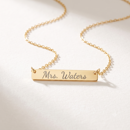 Custom Name Engraved Bar Necklace