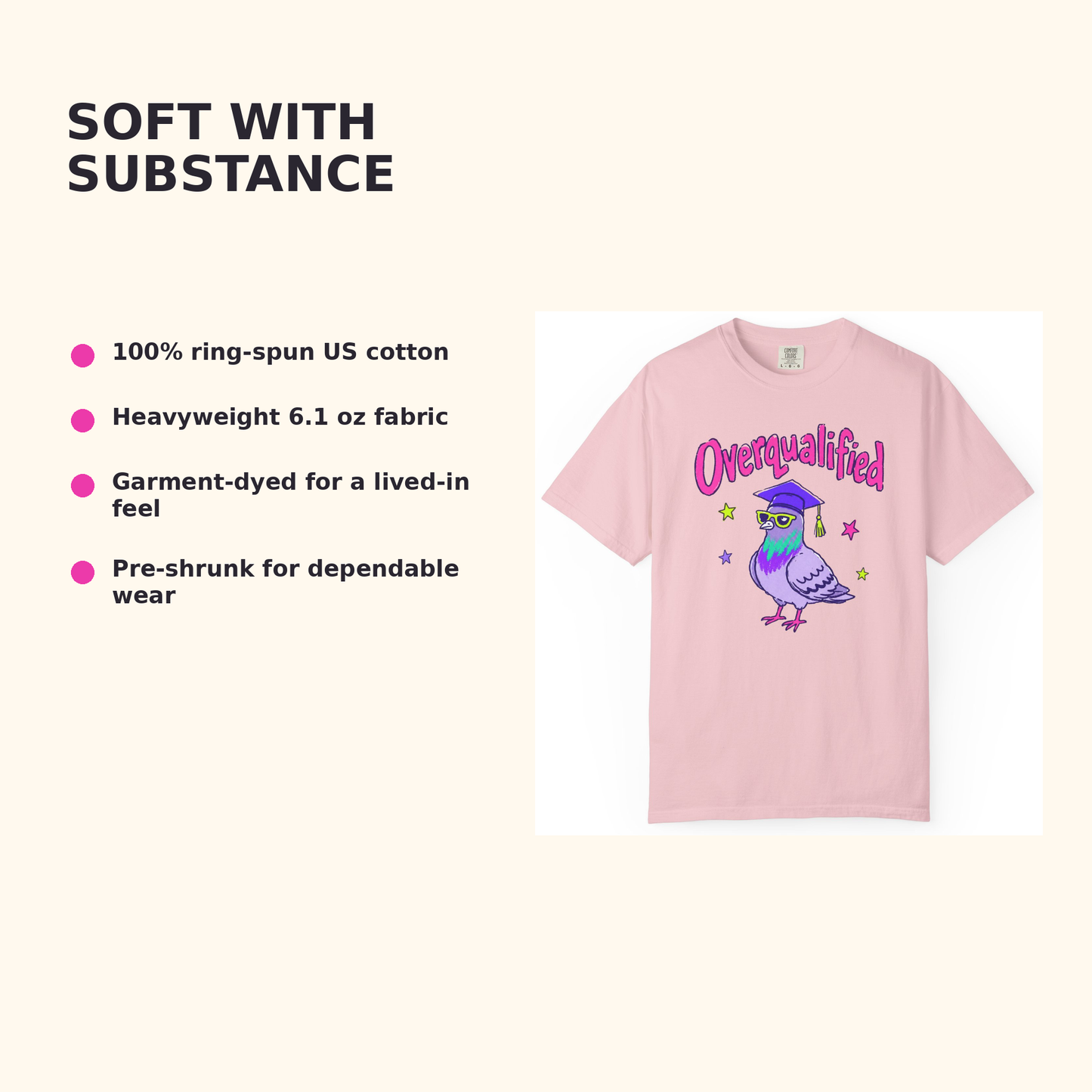 Overqualified Pigeon Graduation T-Shirt, Comfort Colors 1717
