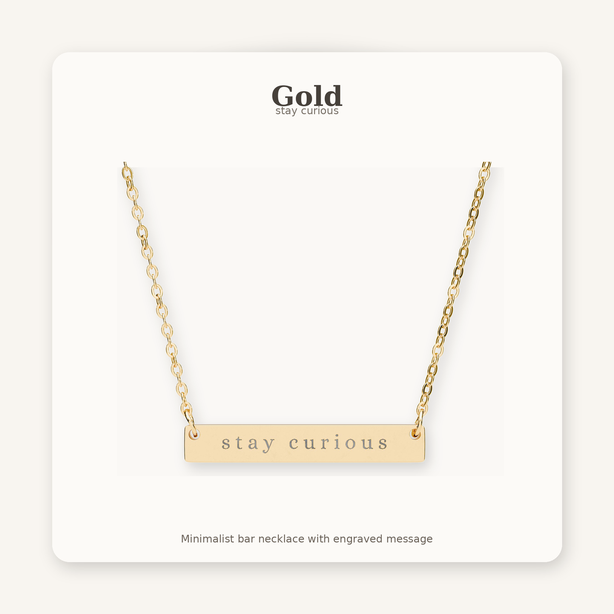 stay curious Horizontal Bar Necklace | Engraved Name Plate Necklace