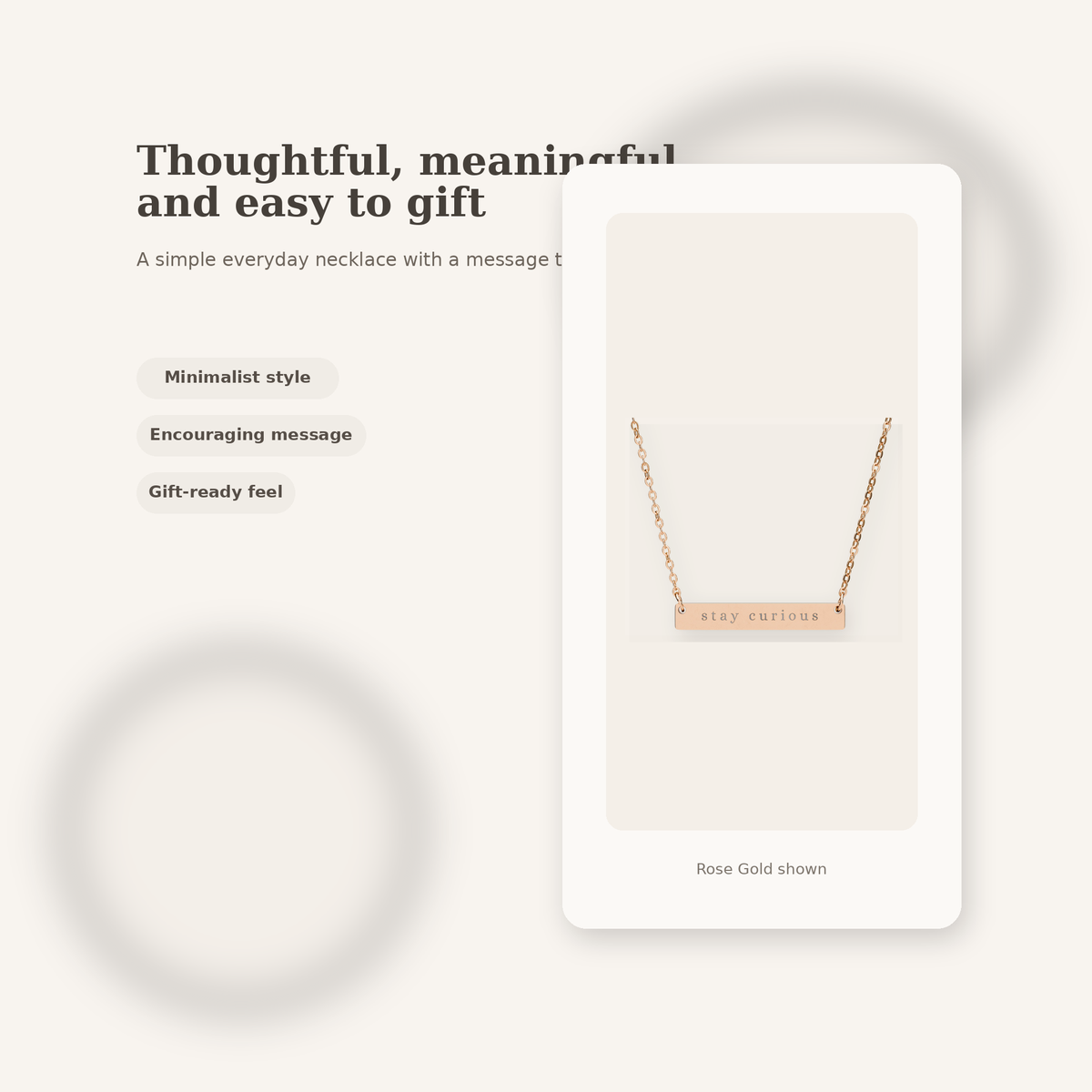 stay curious Horizontal Bar Necklace | Engraved Name Plate Necklace