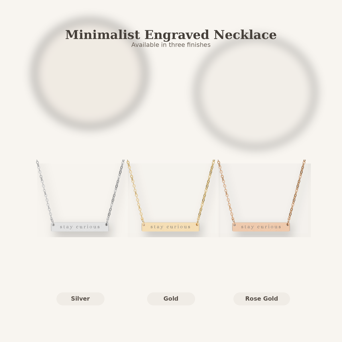 stay curious Horizontal Bar Necklace | Engraved Name Plate Necklace