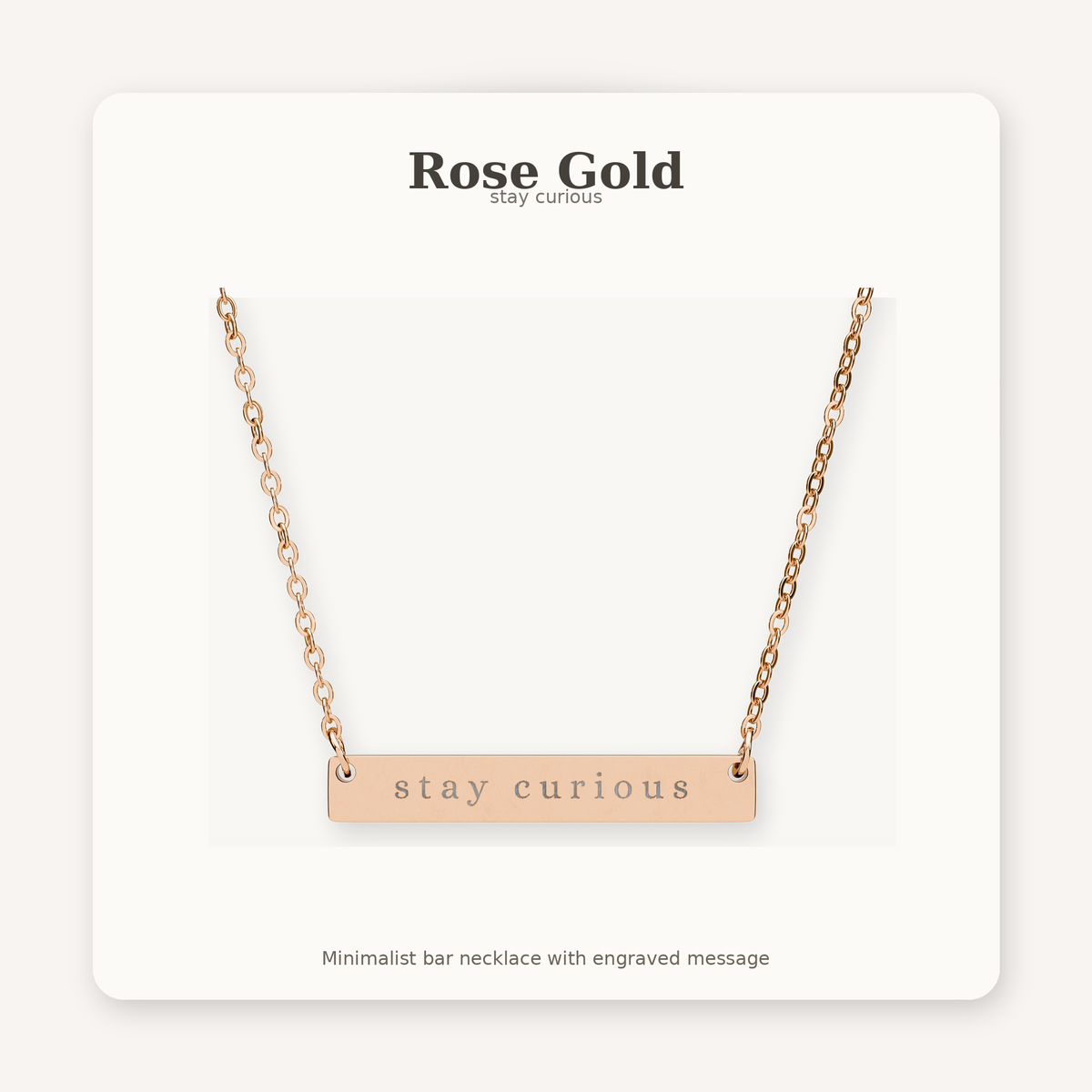 stay curious Horizontal Bar Necklace | Engraved Name Plate Necklace