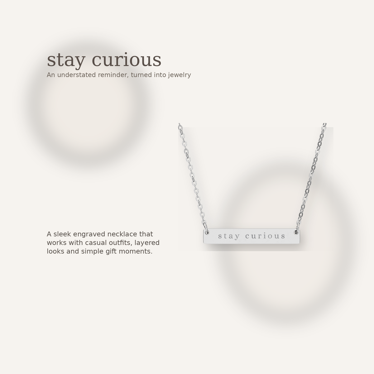 stay curious Horizontal Bar Necklace | Engraved Name Plate Necklace