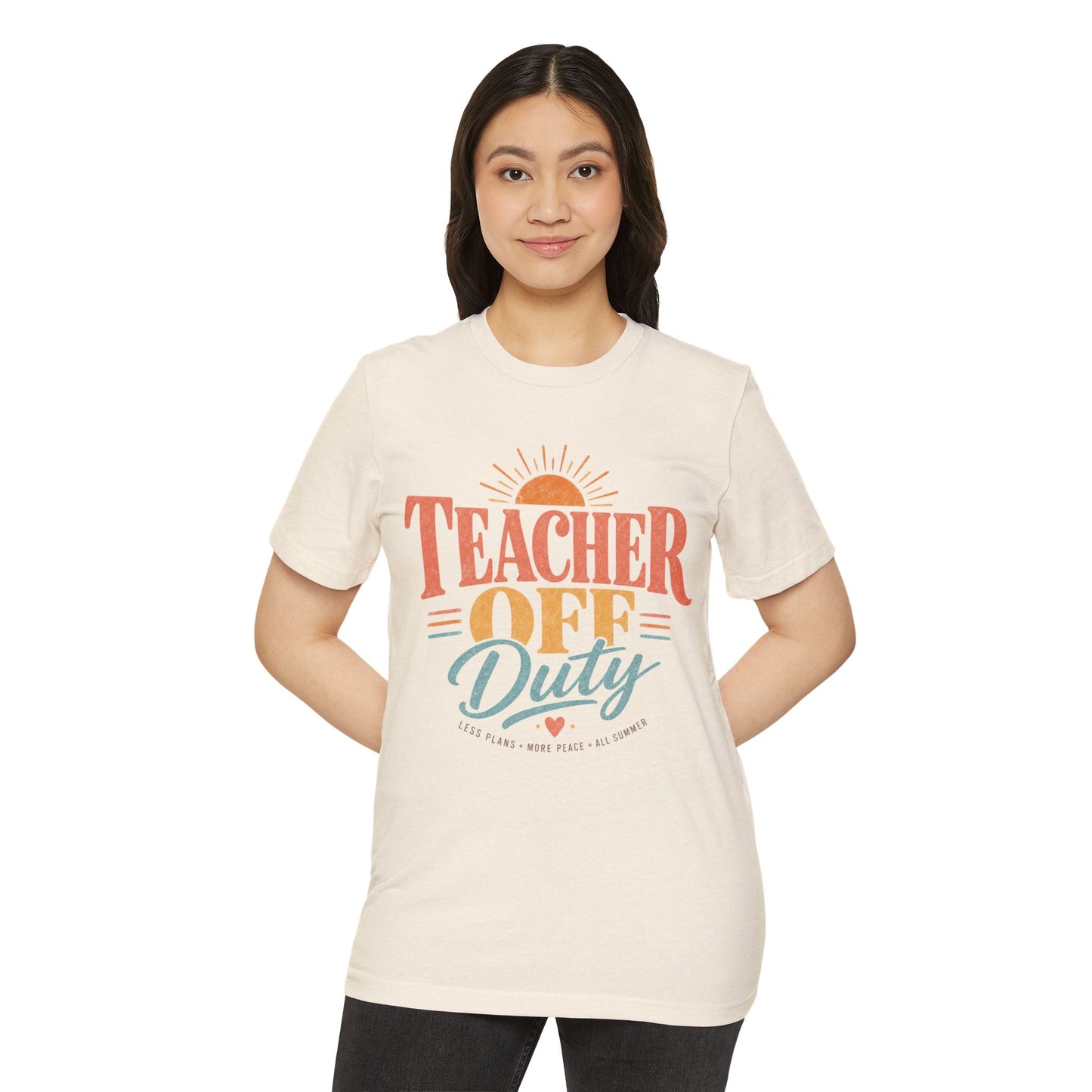 Teacher Off Duty T-Shirt — Organic Graphic Vacation Tee for Educators