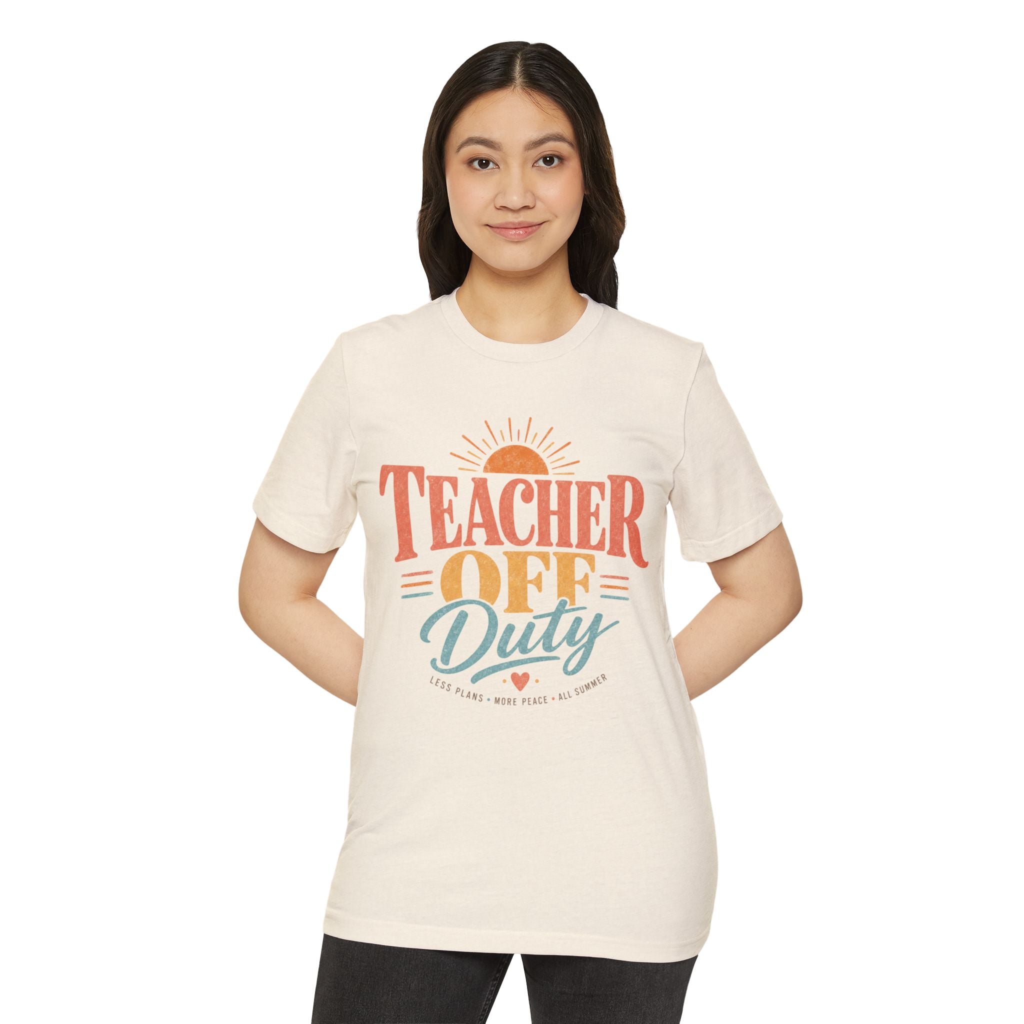 Teacher Off Duty T-Shirt — Organic Graphic Vacation Tee for Educators