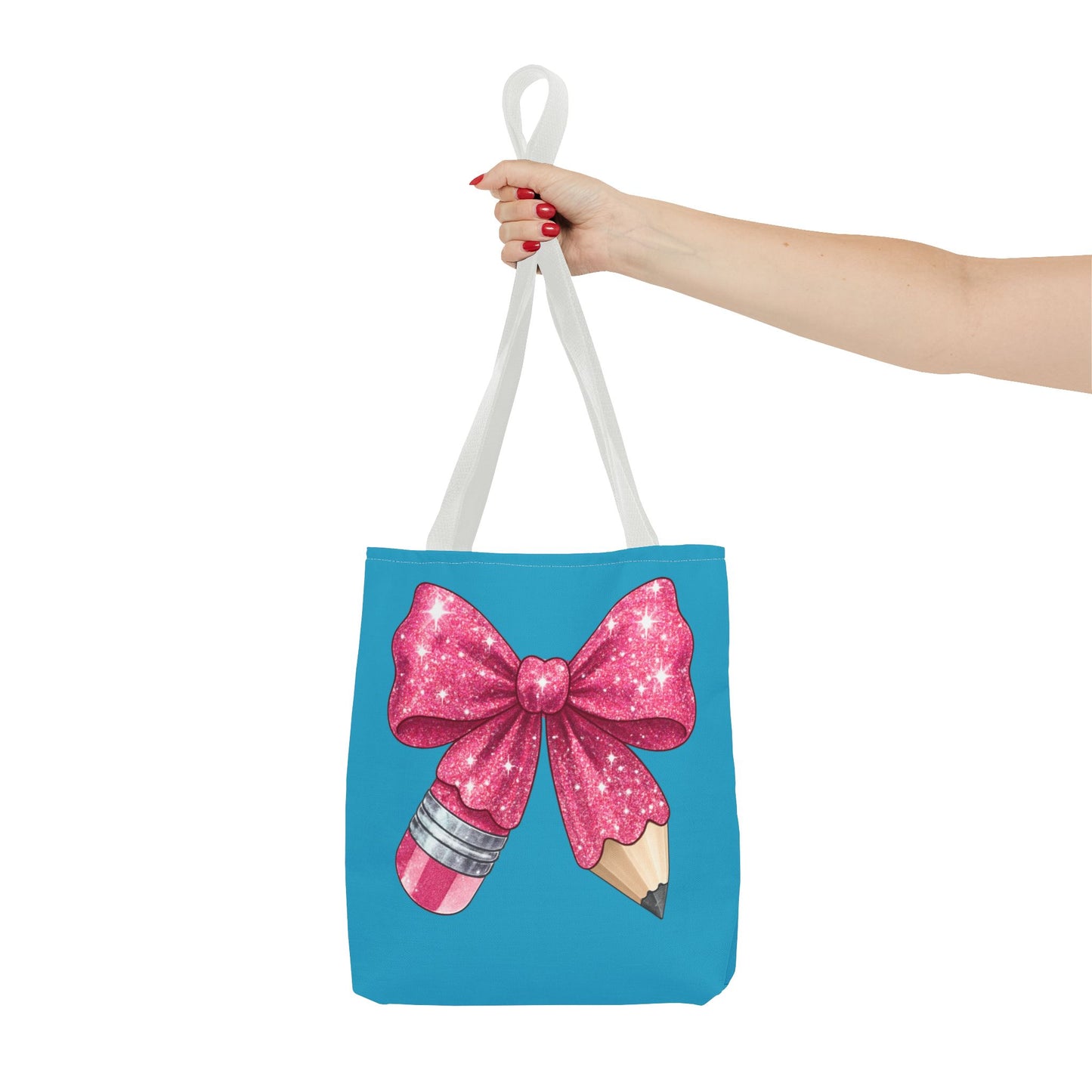 Pink Glitter Pencil & Eraser Tote Bag — Cute Teacher Gift