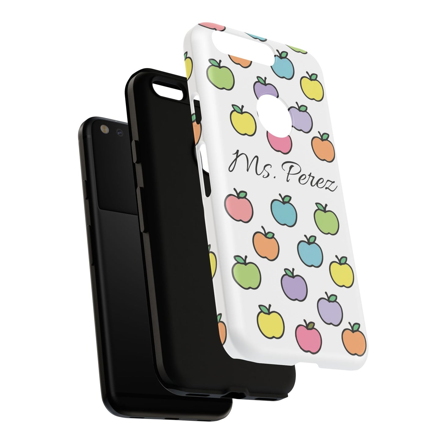 Personalized Teacher Apple Phone Case | Custom Name Teacher iPhone Case | Cute Apple Pattern Phone Case | Teacher Gift